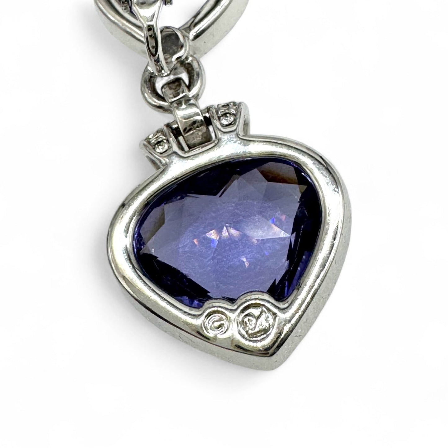 Swarovski (Swan Hallmark) Tanzanite Crystal Rhodium Plated Clip On Dropper Earrings (Future Collectibles)