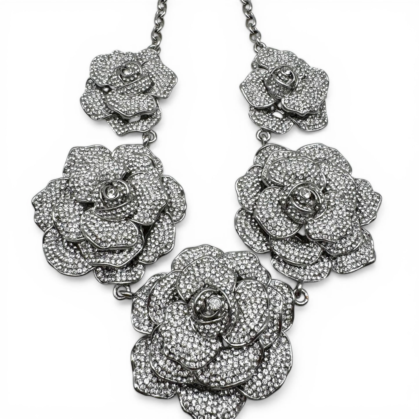 Butler and Wilson Five Graduated Crystal Flower Pavé-Set Austrian Crystal Statement Necklace (Future Collectible)