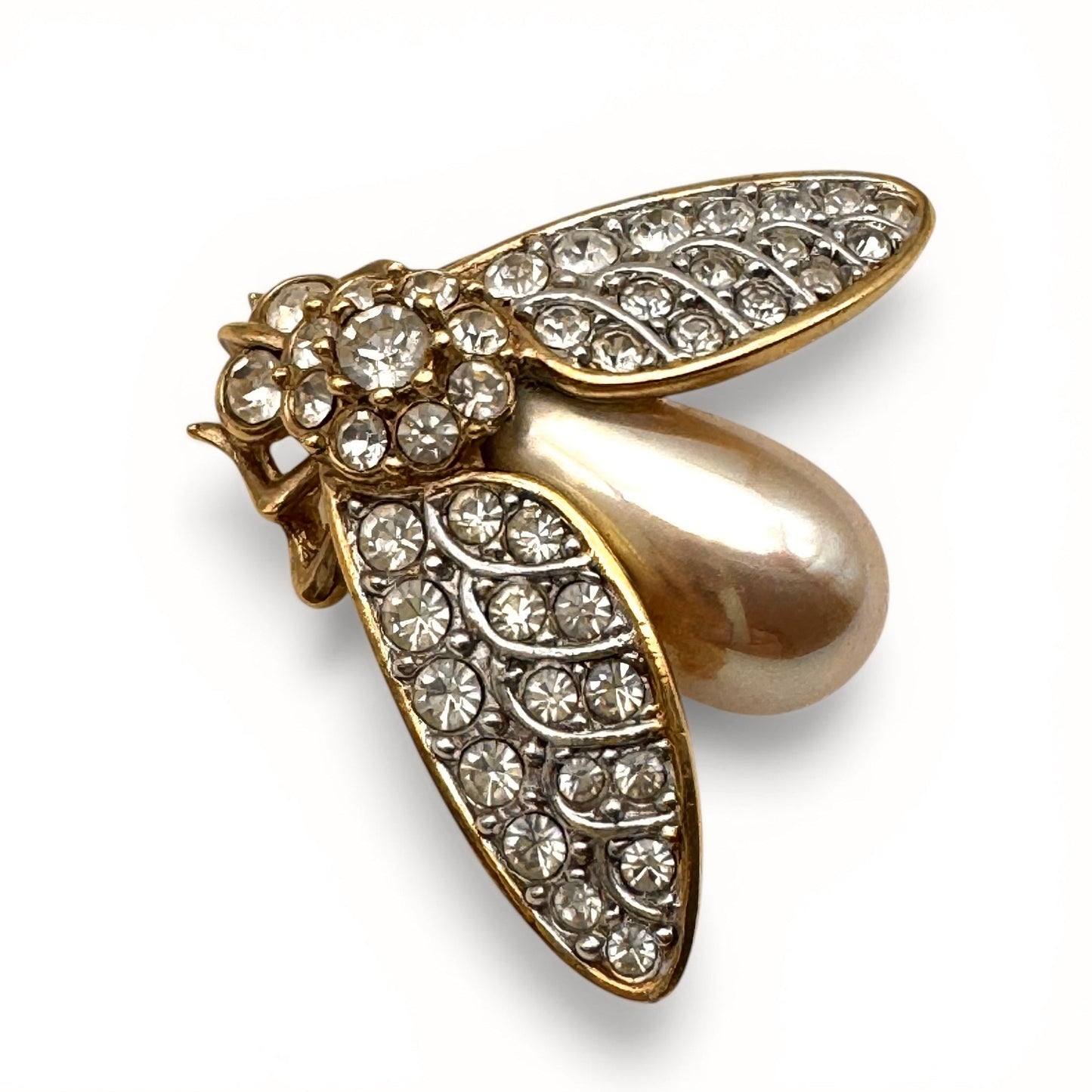 Attwood and Sawyer 22ct Gold Plated Open Winged Swarovski Crystal Insect/Bee Brooch