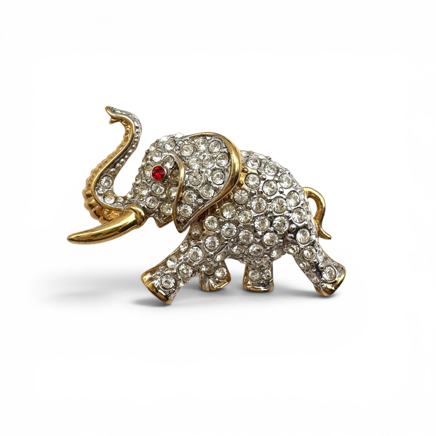Attwood and Sawyer 22ct Gold Plated Swarovski Crystal Elephant Brooch