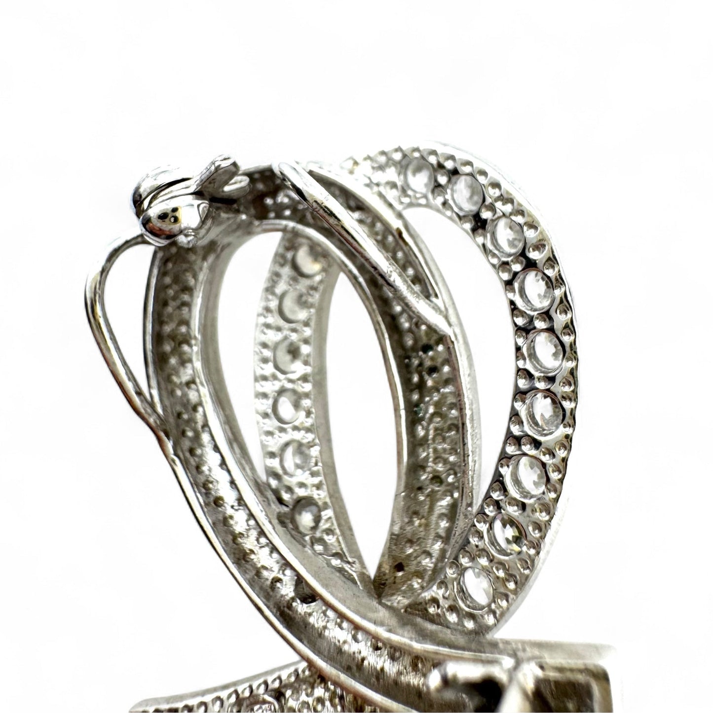 925 Silver Crystal Open Back Double Loop Brooch / Pendant
