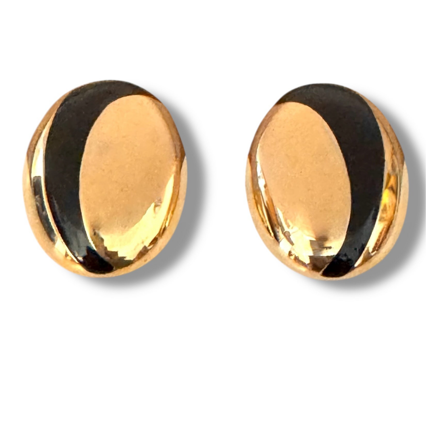 Piscitelli Black Enamel Modernist Clip On Earrings