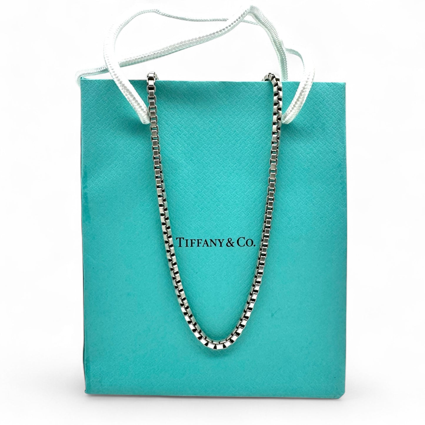 Tiffany & Co. 925 Venetian Box Chain Unisex Necklace UK Import Marks 18" Drop