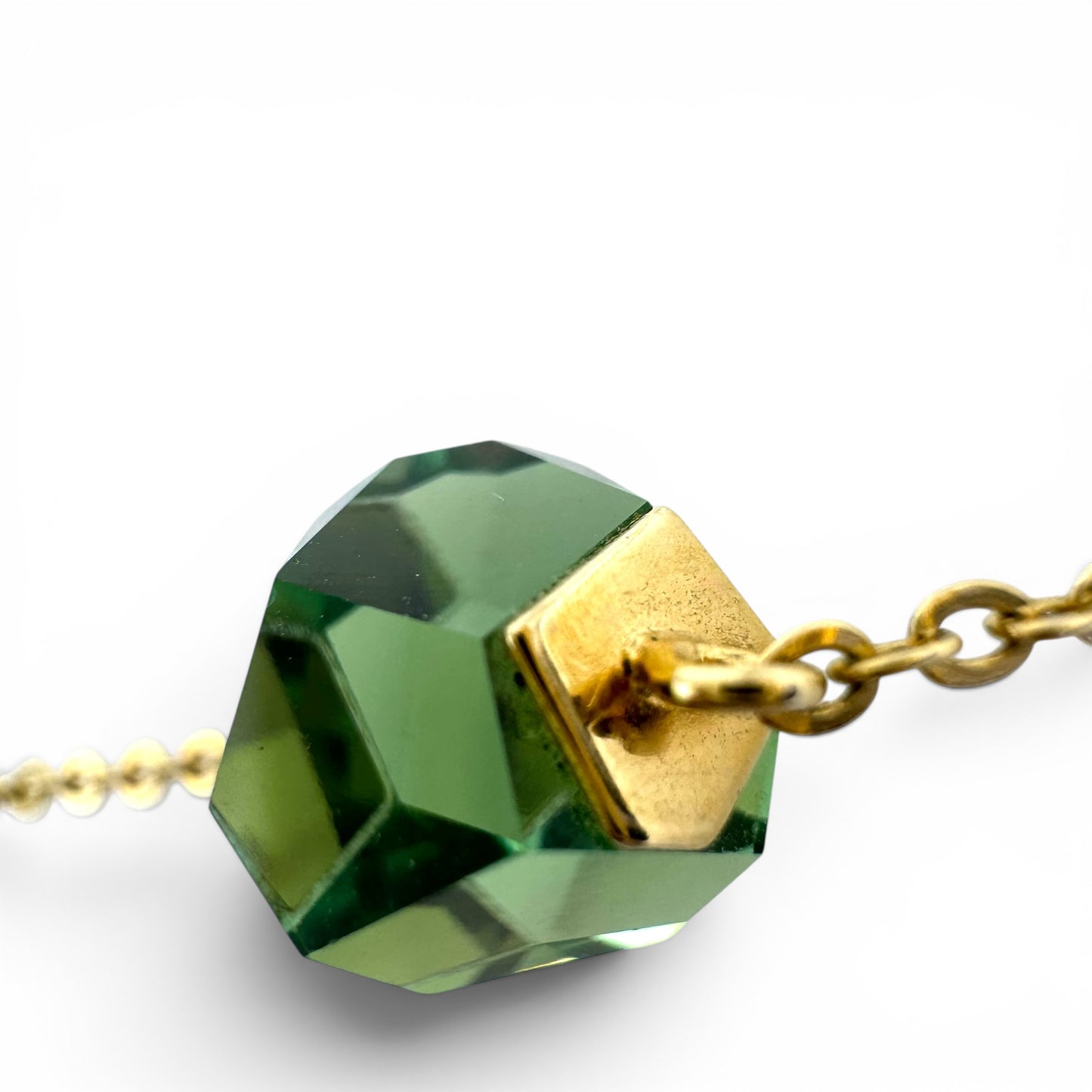 Swarovski (Swan Hallmark) Gold Plated Green 'Nuts' Erinite Solitaire Integral Necklace