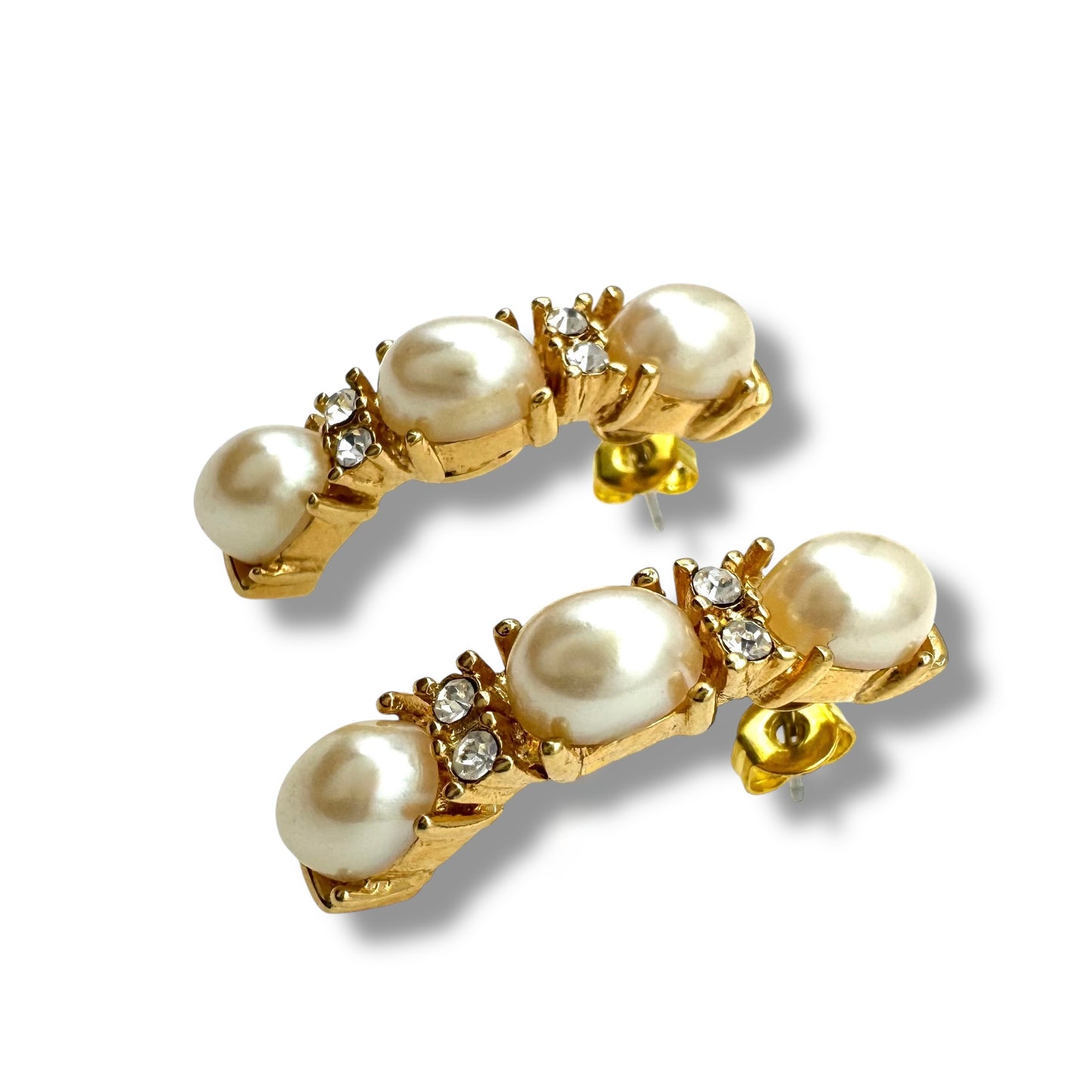 Puccini Demi Hoop Faux Pearl and Crystal Pierced Earrings