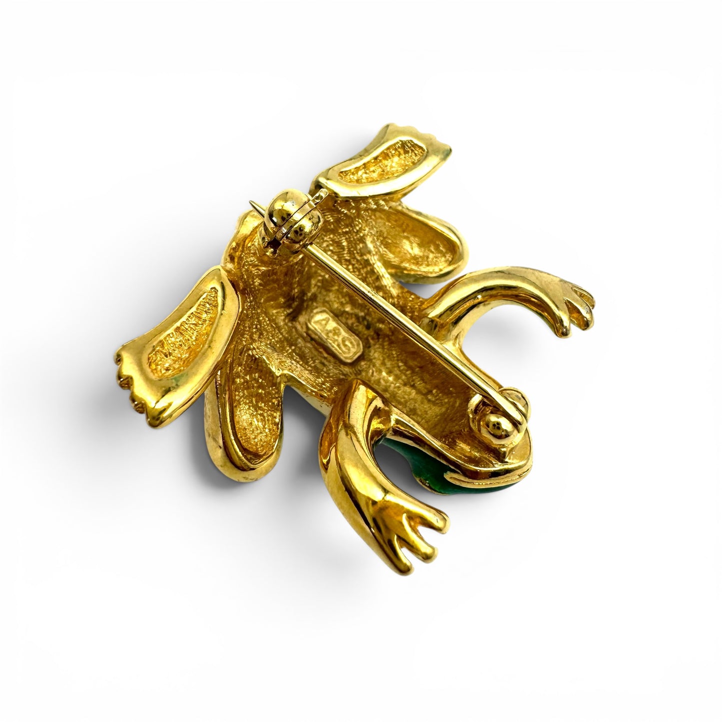 Attwood and Sawyer 22ct Gold/Rhodium Plated Enamel and Swarovski Crystal Frog Brooch