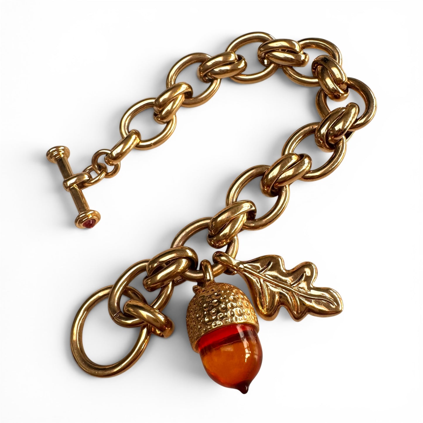 Francesca Visconti Glass Acorn and Leaf Charm Bracelet
