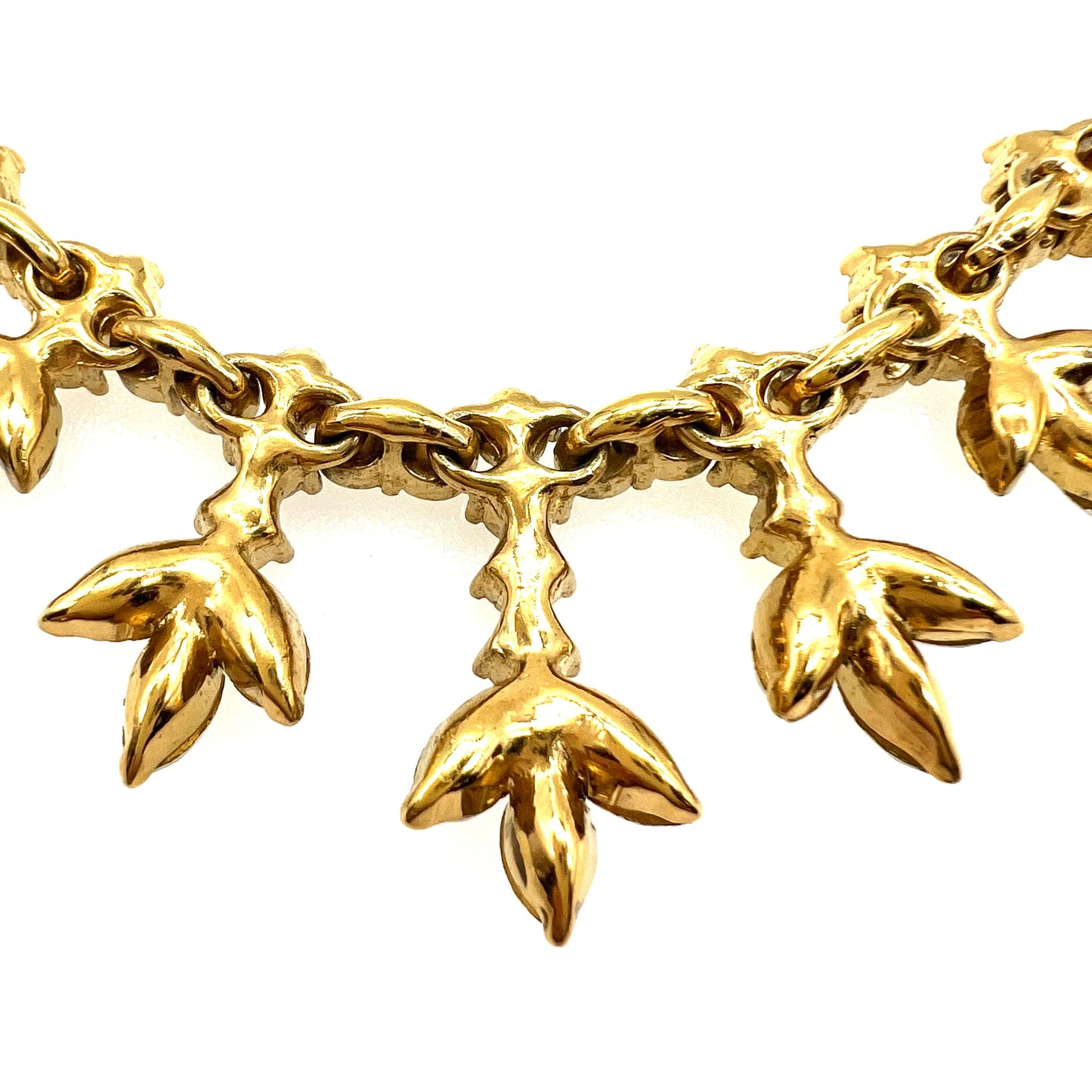 Attwood and Sawyer 22ct Gold Plated Swarovski Clear Crystal Necklace Unsigned