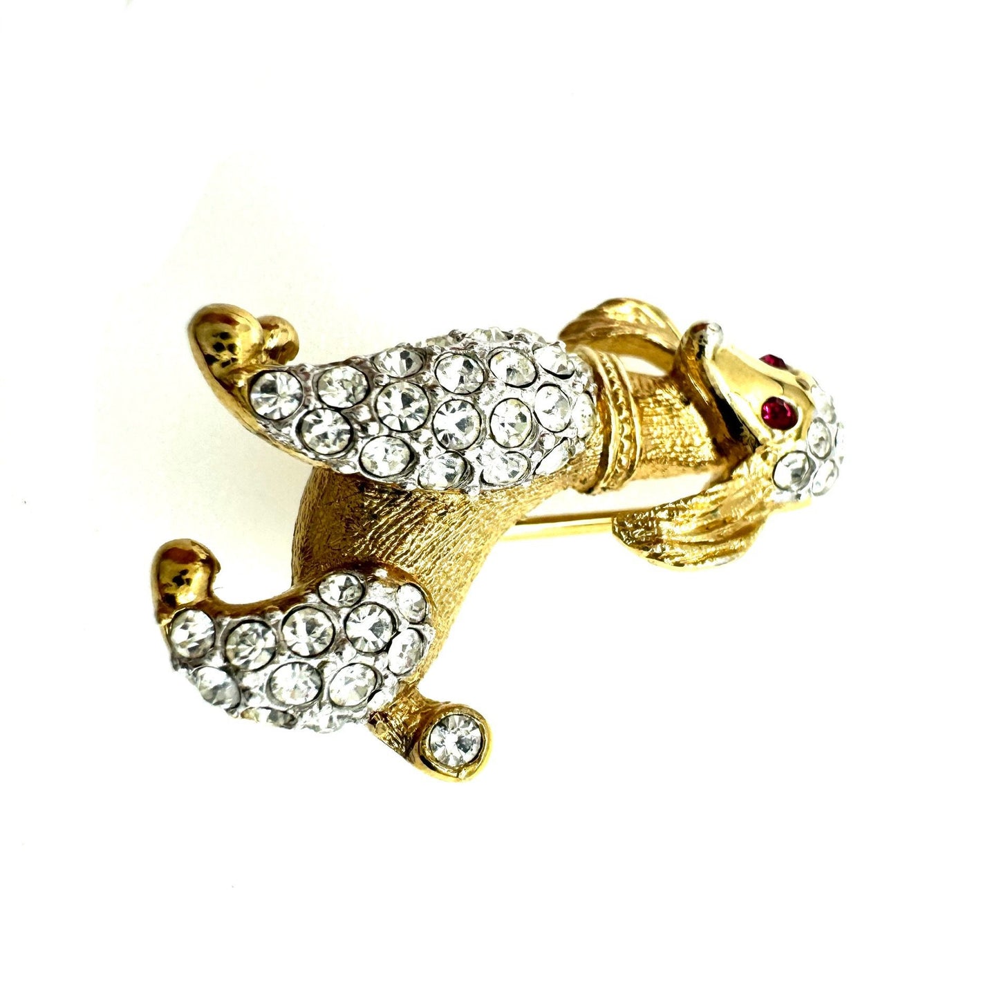 Attwood and Sawyer 22ct Gold Plated Swarovski Crystal Poodle Brooch