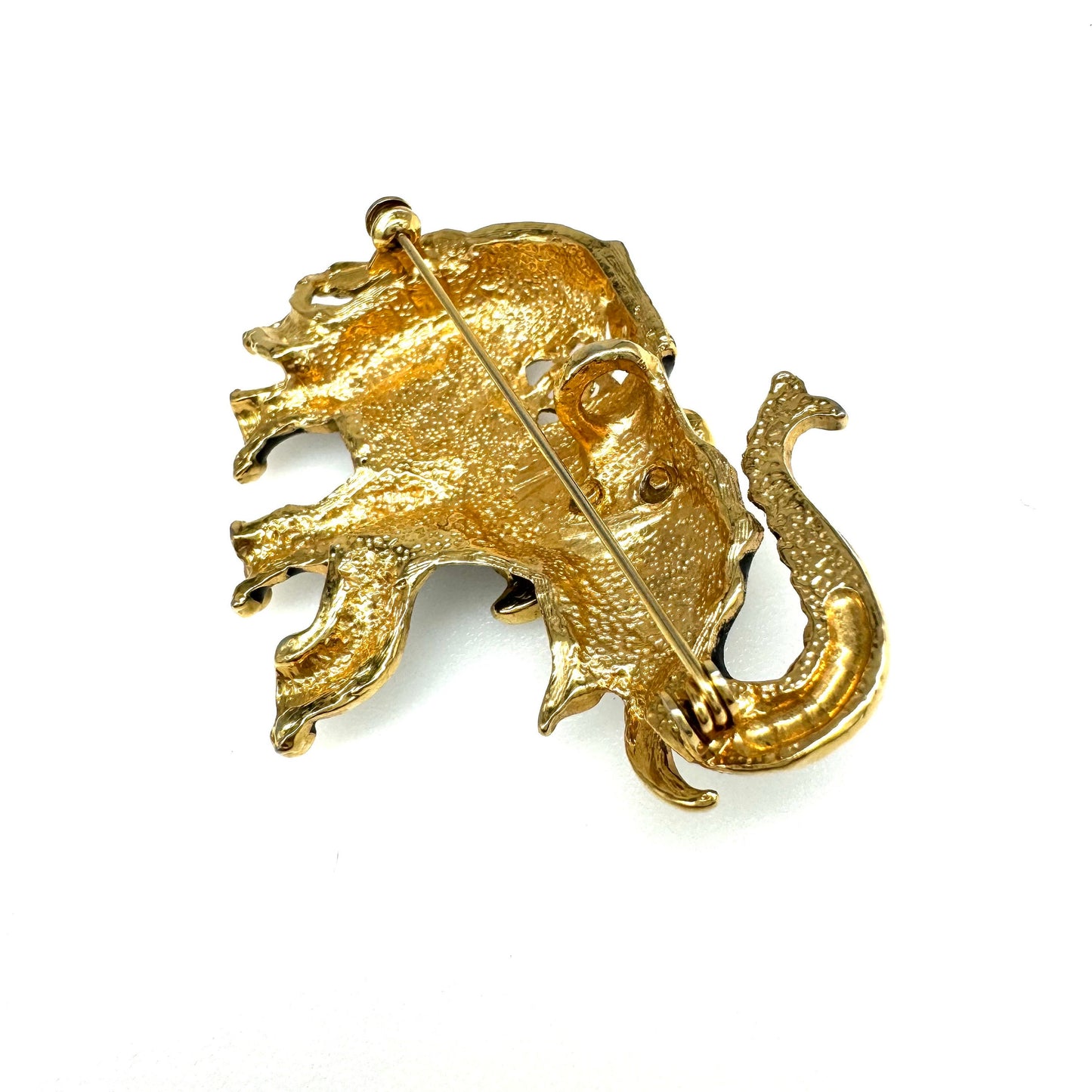 Black Enamel and Rhinestone Elephant Brooch/Pendant