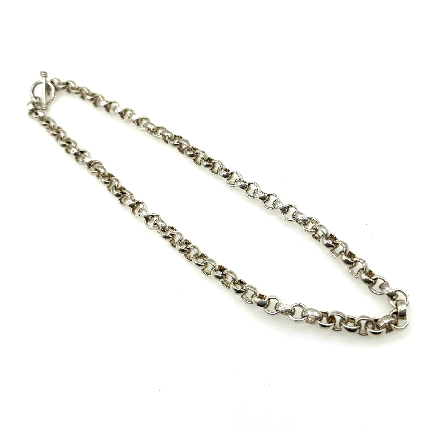 925 Chunky Silver Belcher / Rolo with T Bar Clasp 49cm Necklace 70.7g