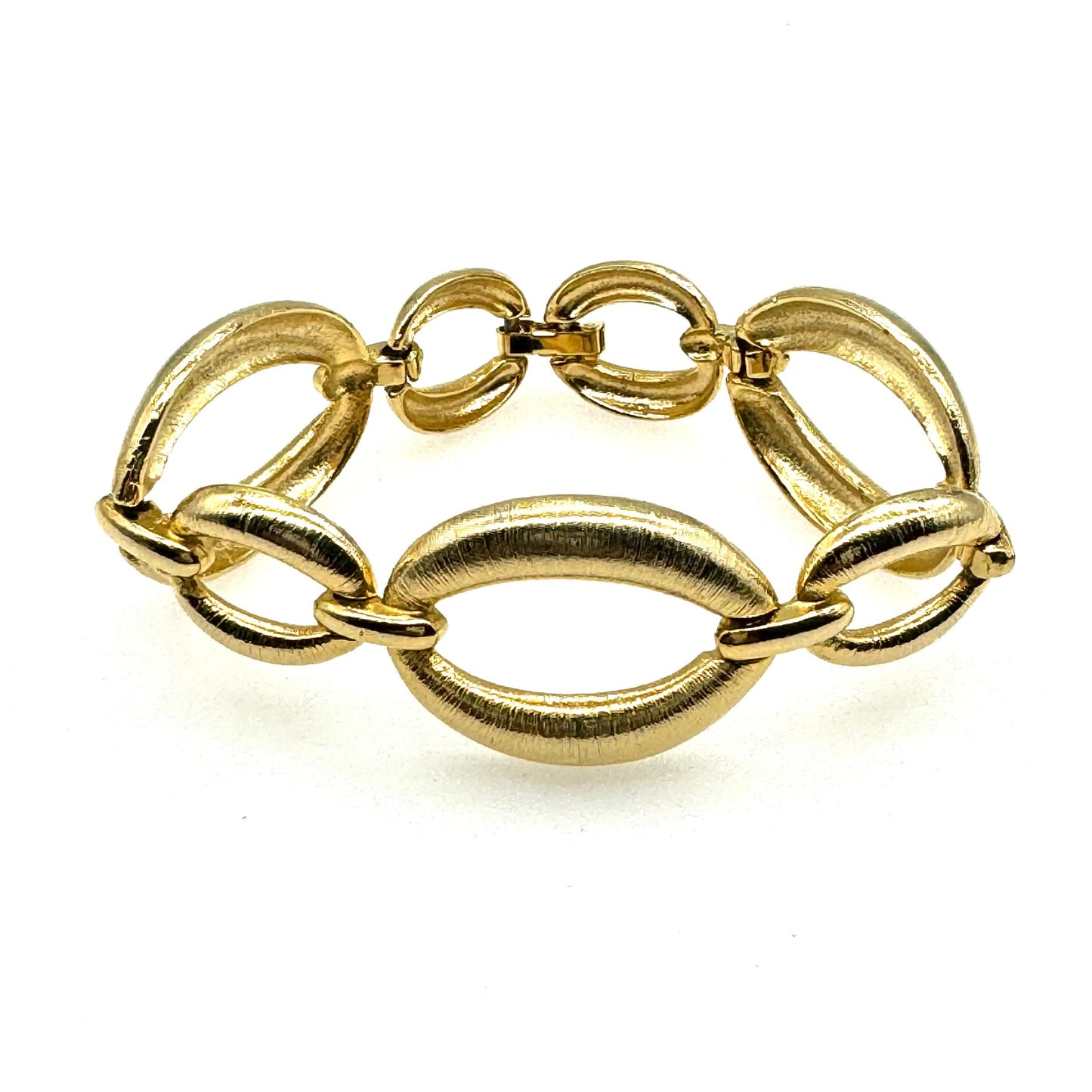 Vintage 1980's Graduated Textured Oval Link Bracelet