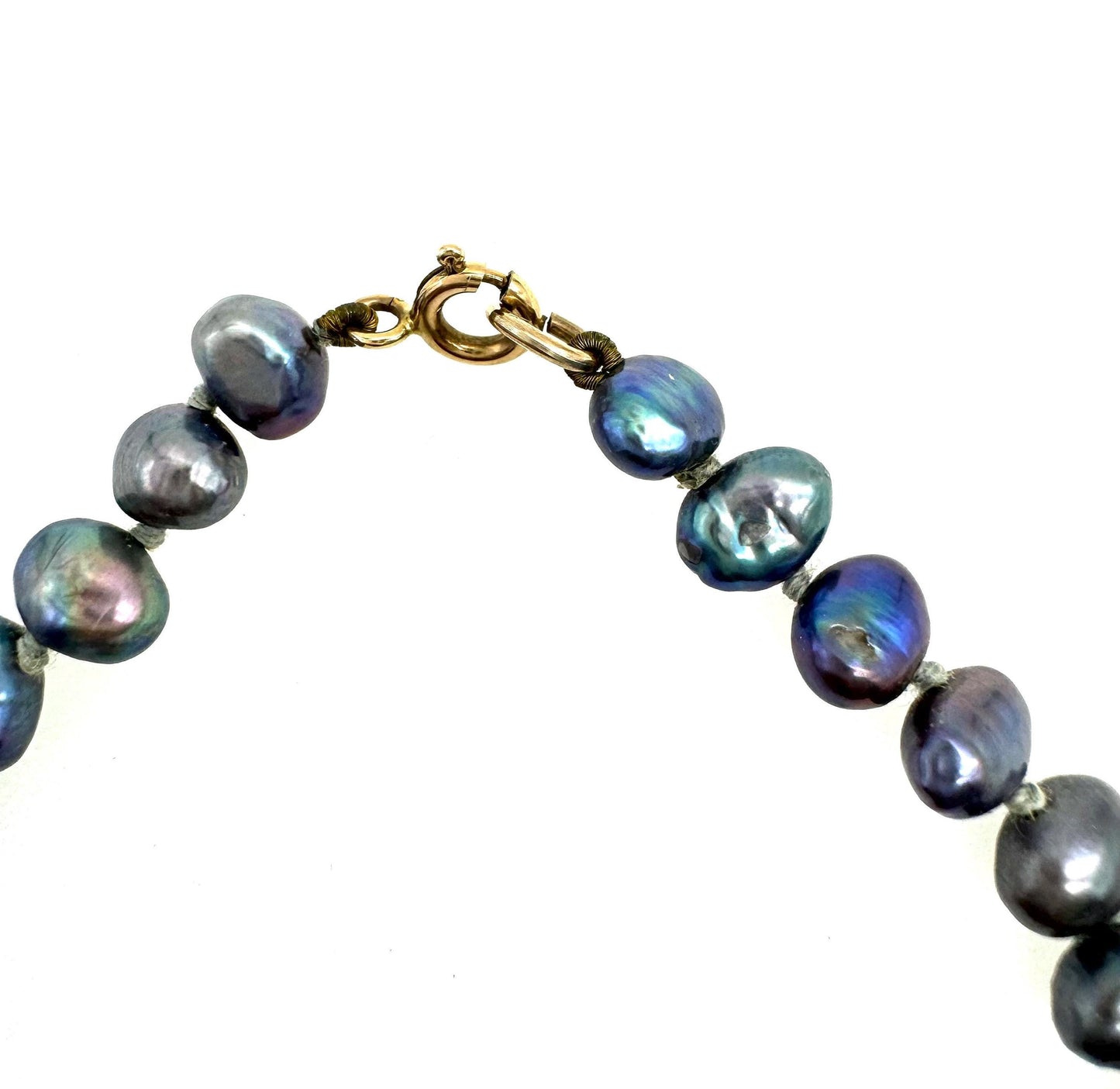 Vintage 9ct Gold Freshwater Peacock Pearl Necklace