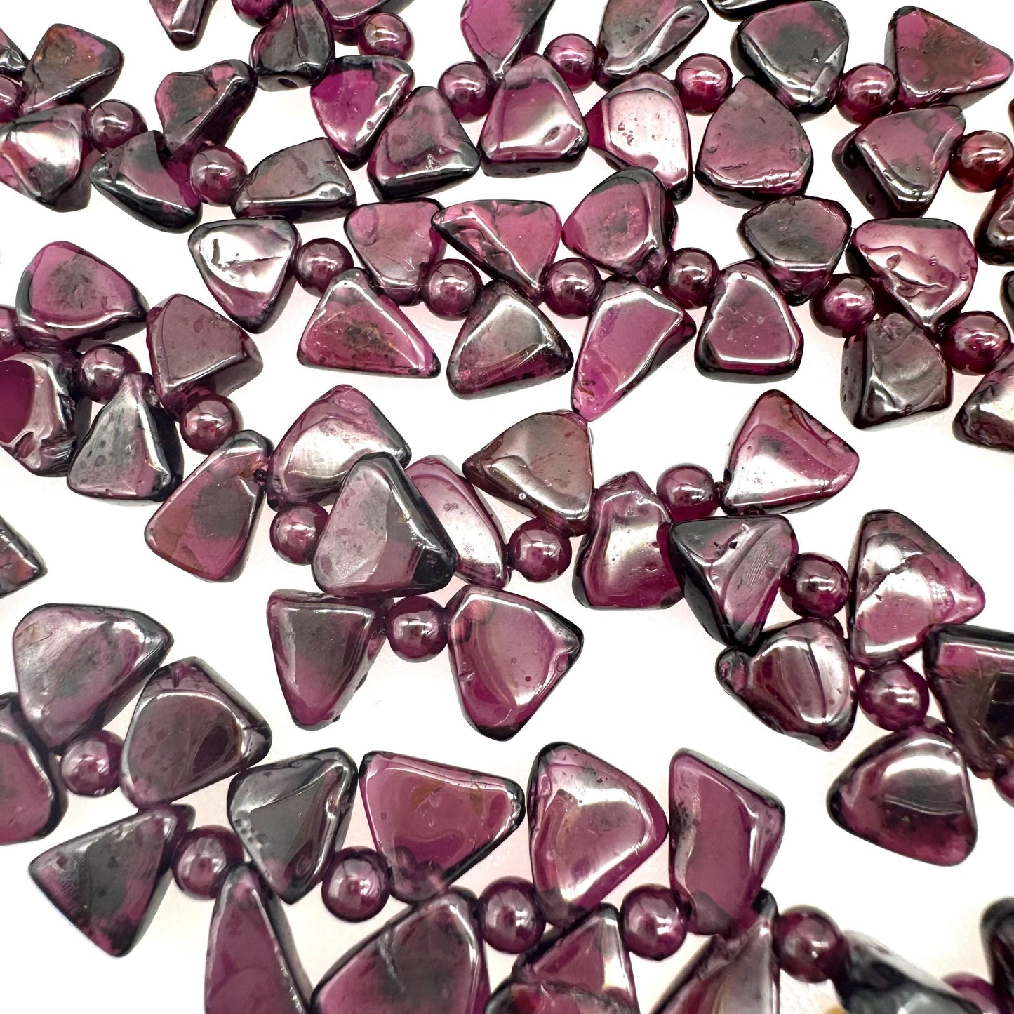Almandine Garnet Side Drilled Triangular Chip Necklace
