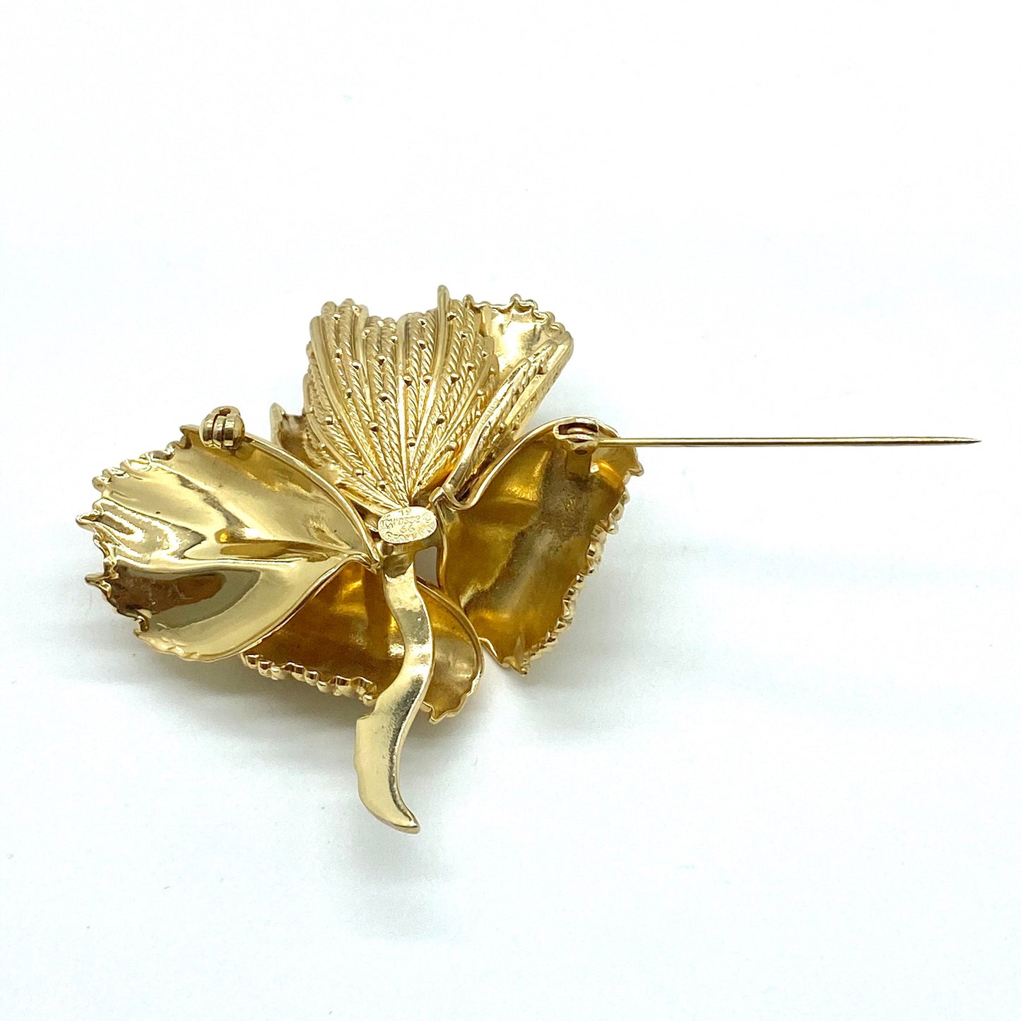 RARE Grossé 1966 Allemagne Broche Fleur Plaquée Or