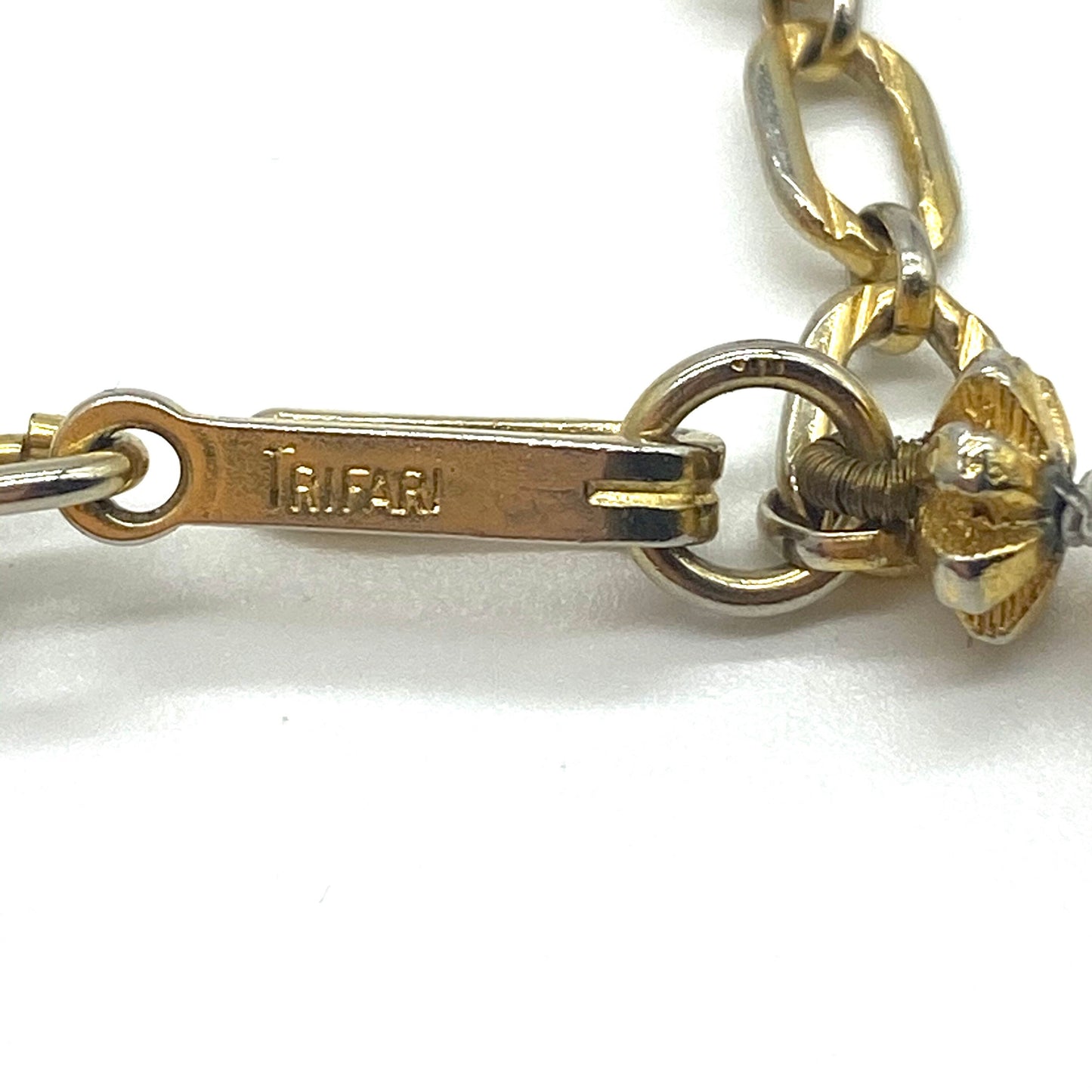 Trifari Champagne Gold Tone Barrel Necklace with Extender