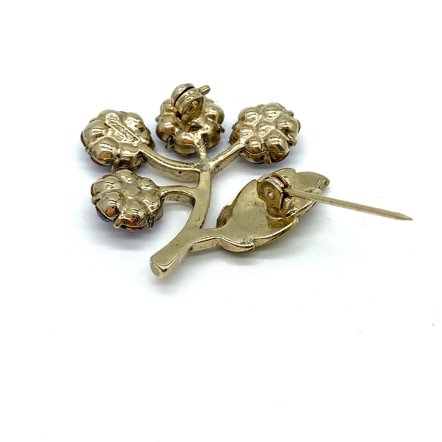 Monet 1960's Purple Rhinestone Flower Brooch