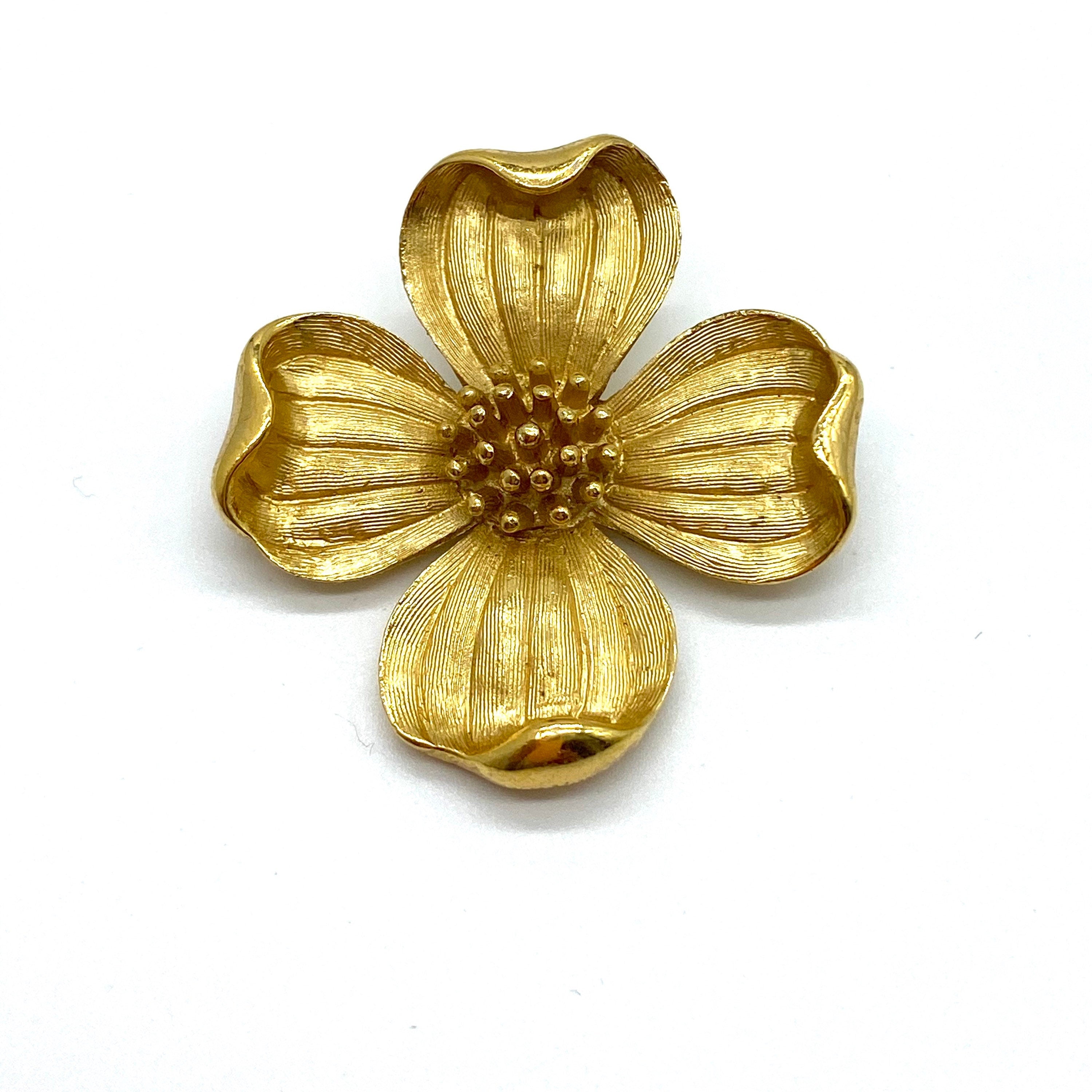 Vintage Trifari Trifari Dogwood Brooch Trifari Dogwood Flower Gold