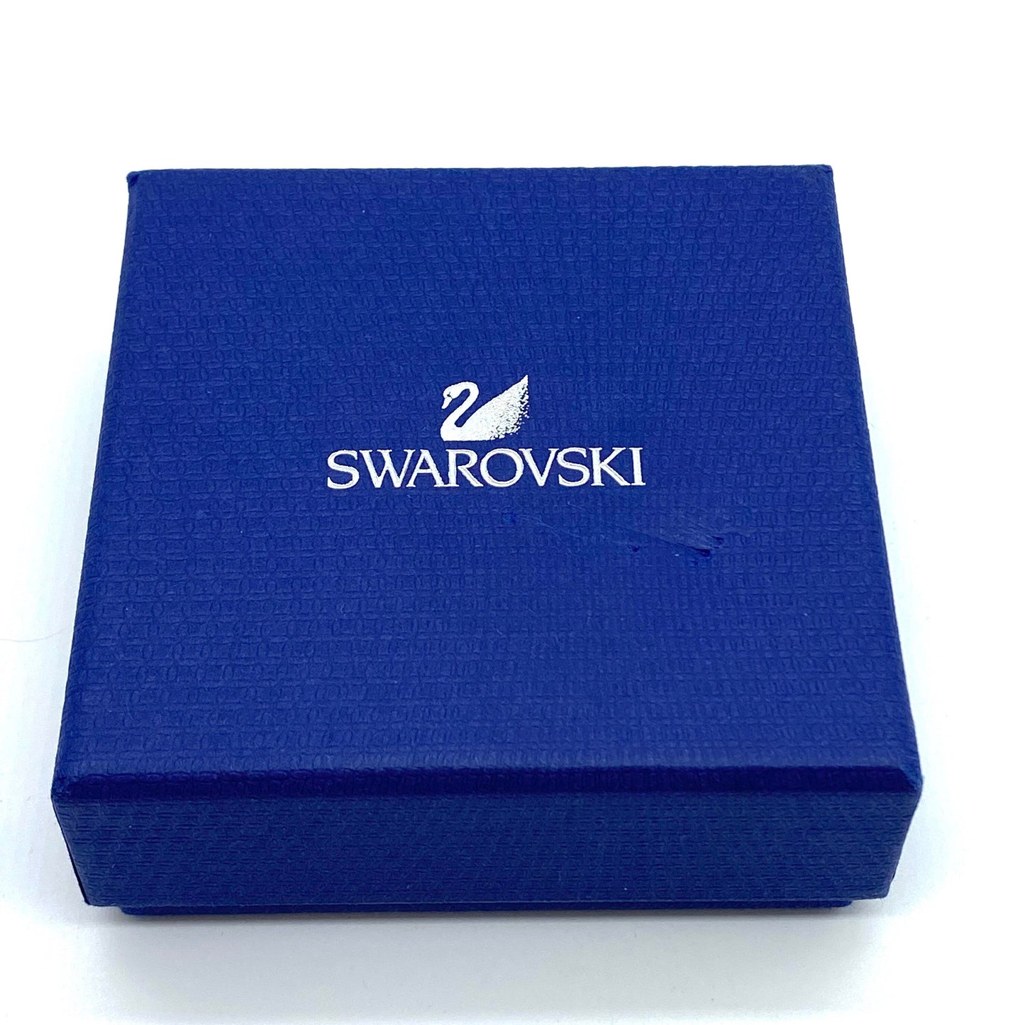 Boucles d’oreilles percées en cristal violet/bleu Swarovski et pendentif assorti avec boîte originale