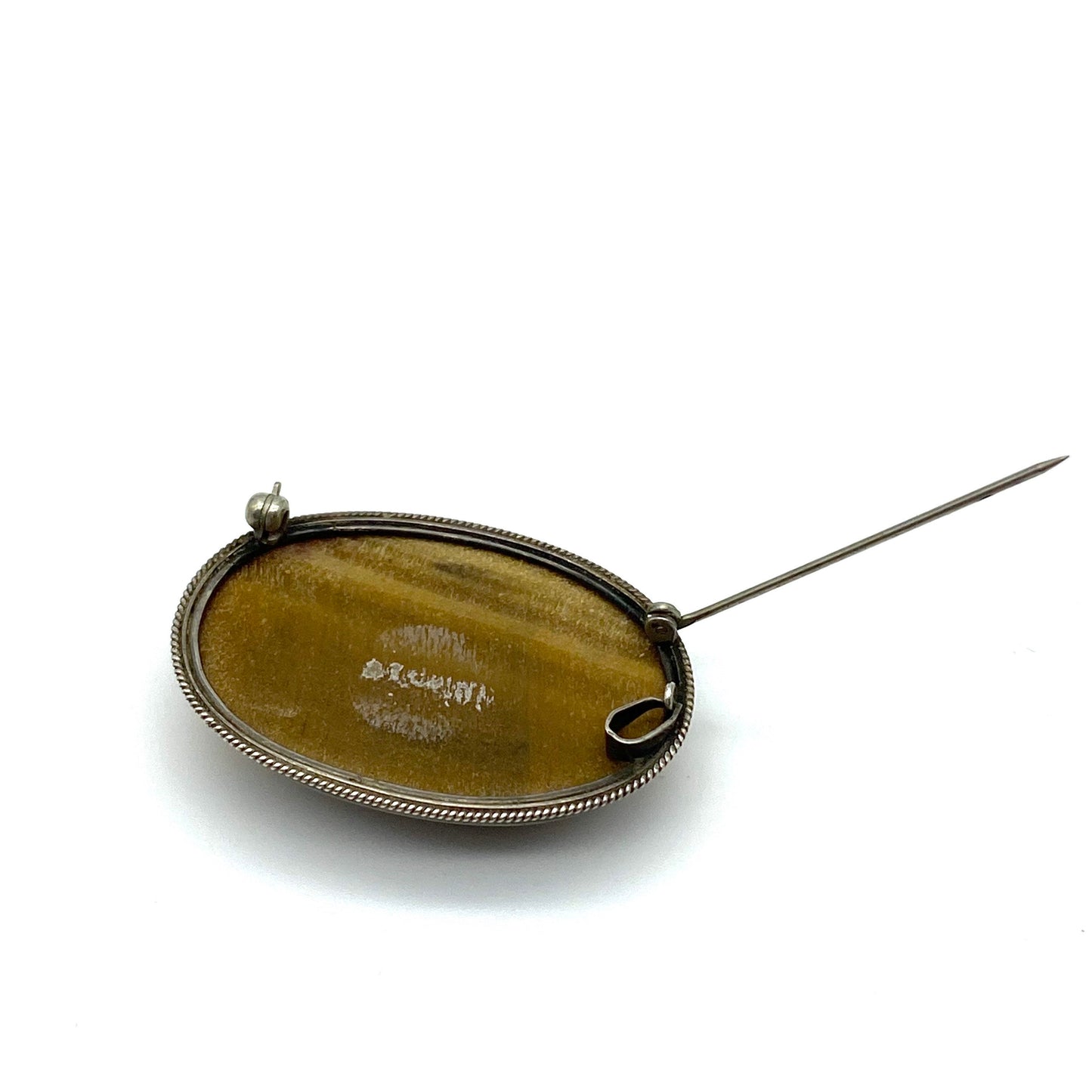 Large Silver Tigers Eye Pendant Brooch