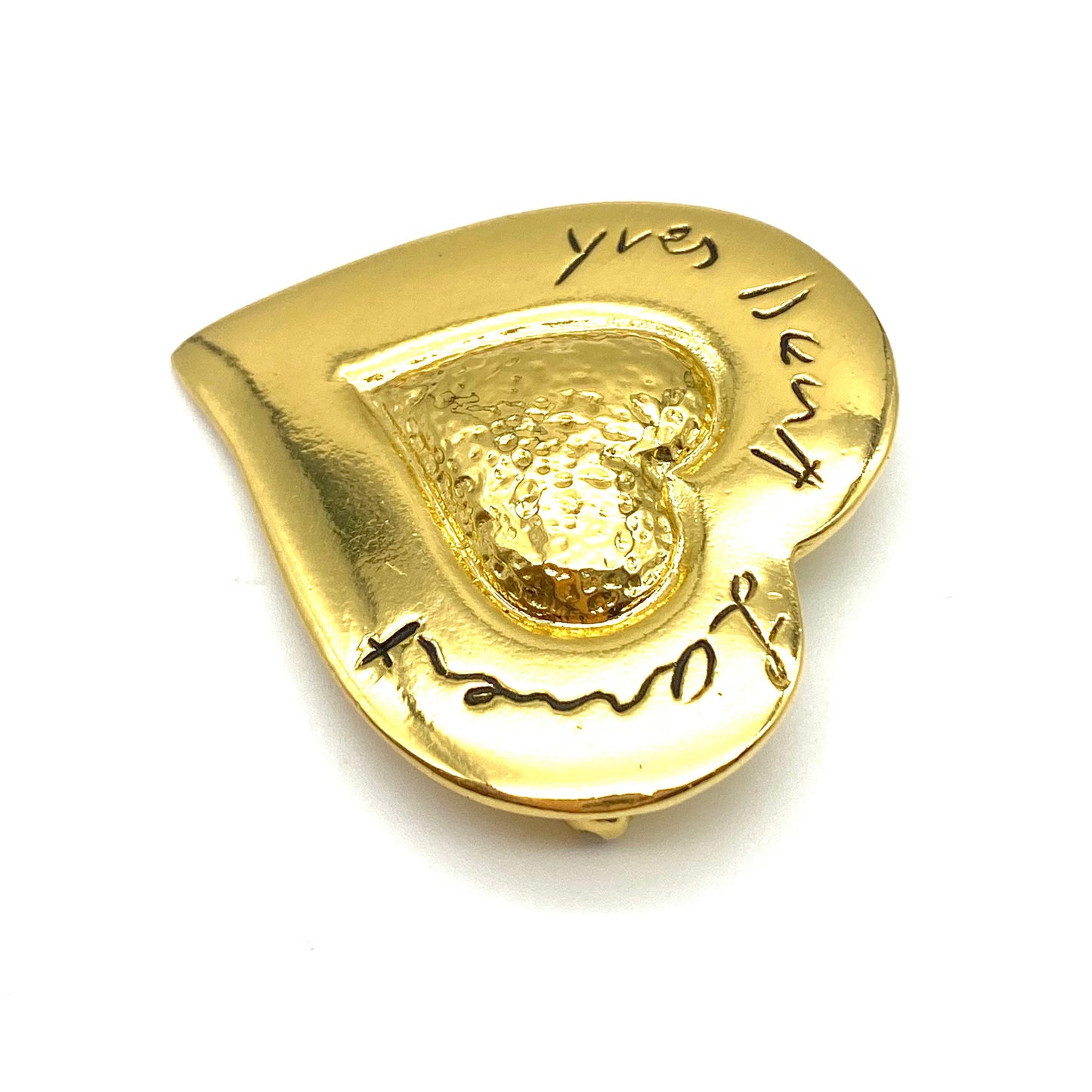 Yves Saint Laurent Broche Coeur Abstrait Plaqué Or