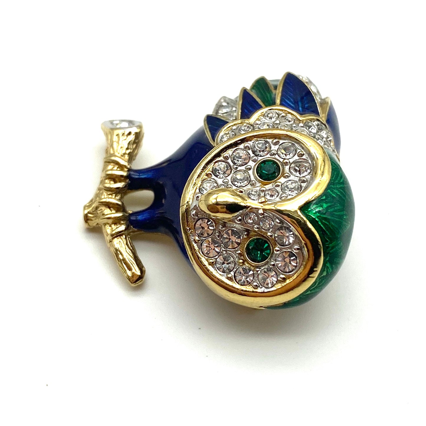 Attwood and Sawyer 22ct Gold Plated Enamel Owl Brooch on Branch
