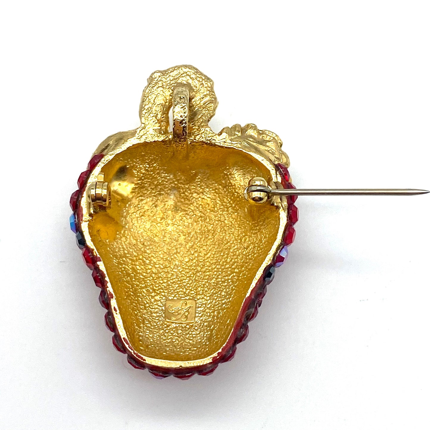 Suzanne Bjontegard Ruby Strass Aurora Borealis Fraise Pendentif/Broche