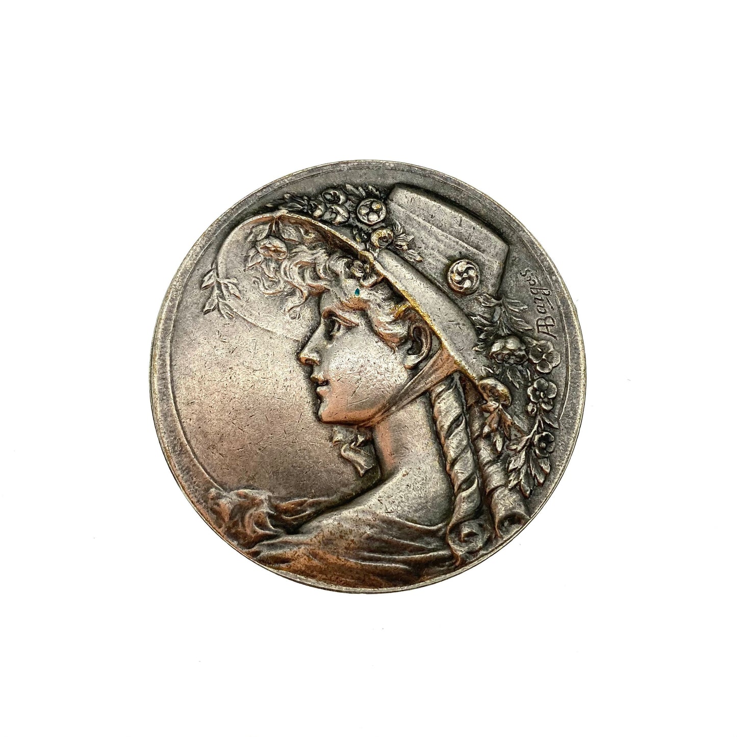 Armand Bargas Lady In Flowered Hat Brooch