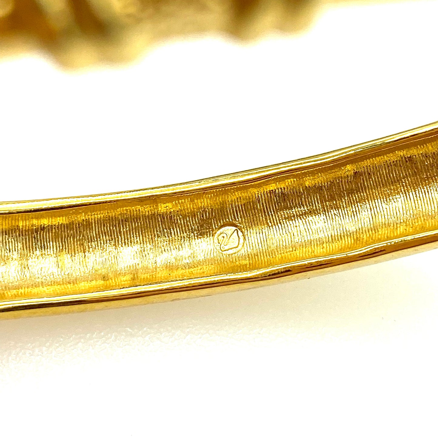 Signed Swarovski Swan Logo Gold Plated Hinged Bangle