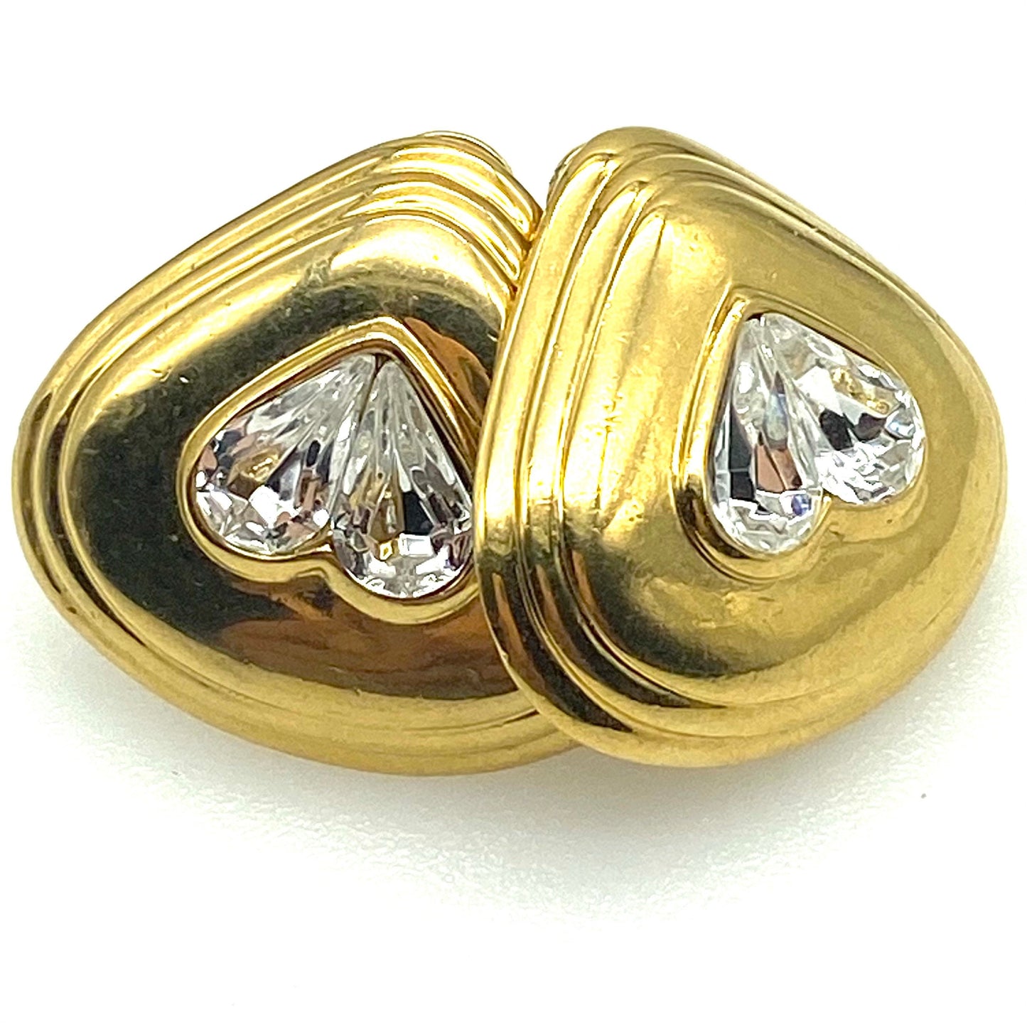 Joan Collins Triangular Shaped Upside Down Heart Crystal Clip On Earrings