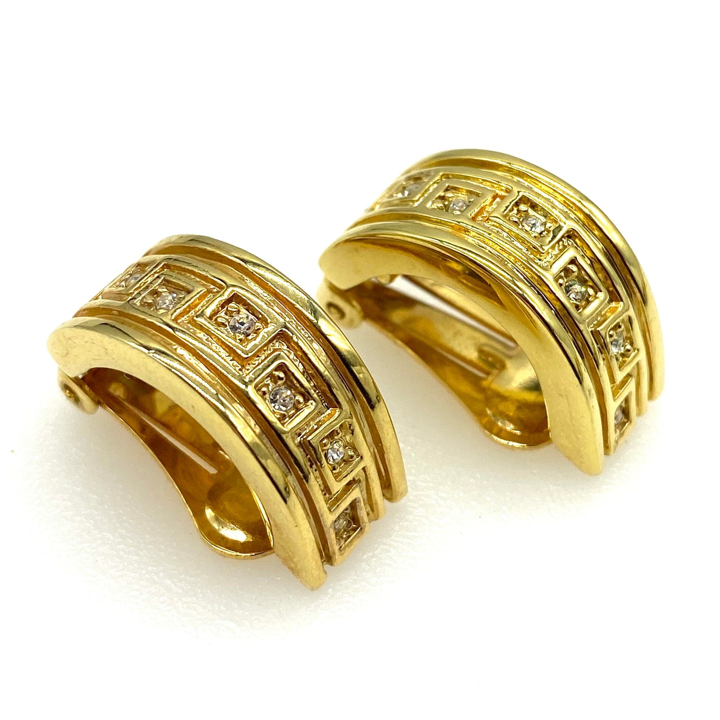 Ciro Crystal Half Hoop Clip On Gold Plated Earrings