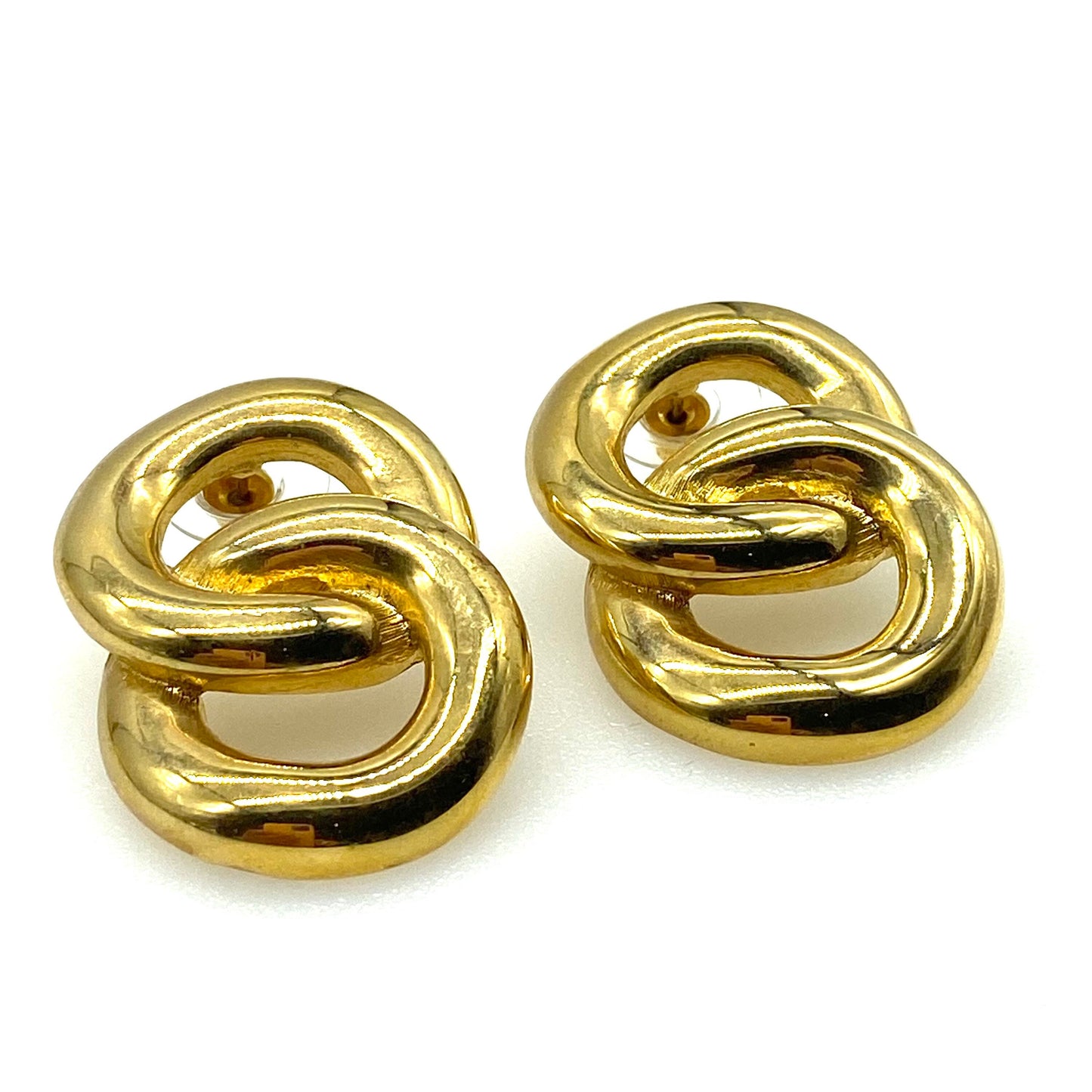 Givenchy Double Hoop Infinity Figure Eight Boucles d'oreilles percées plaquées or avec tout nouveau fermoir confort plaqué or