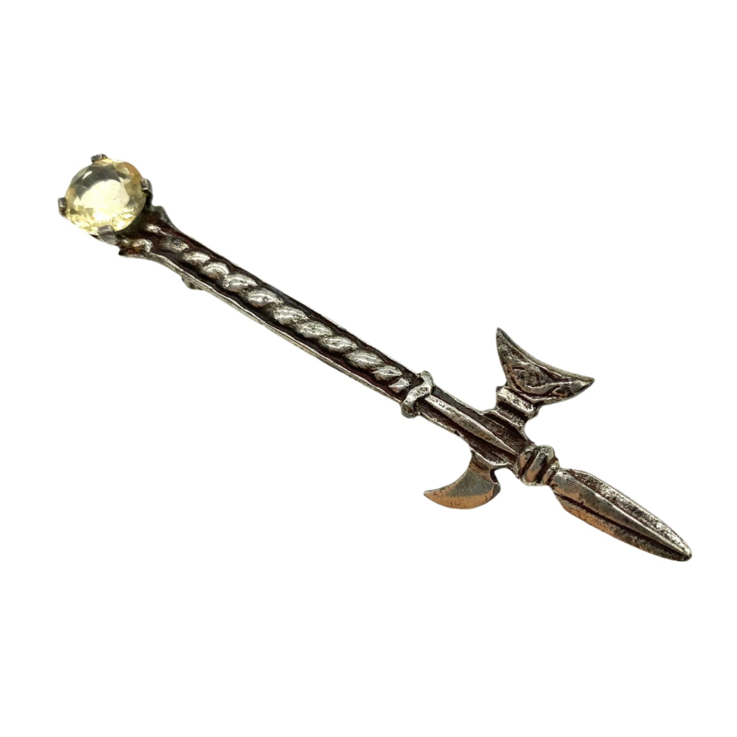 Ward Brothers Silver Dirk Battle Axe Brooch with Round Faceted Citrine