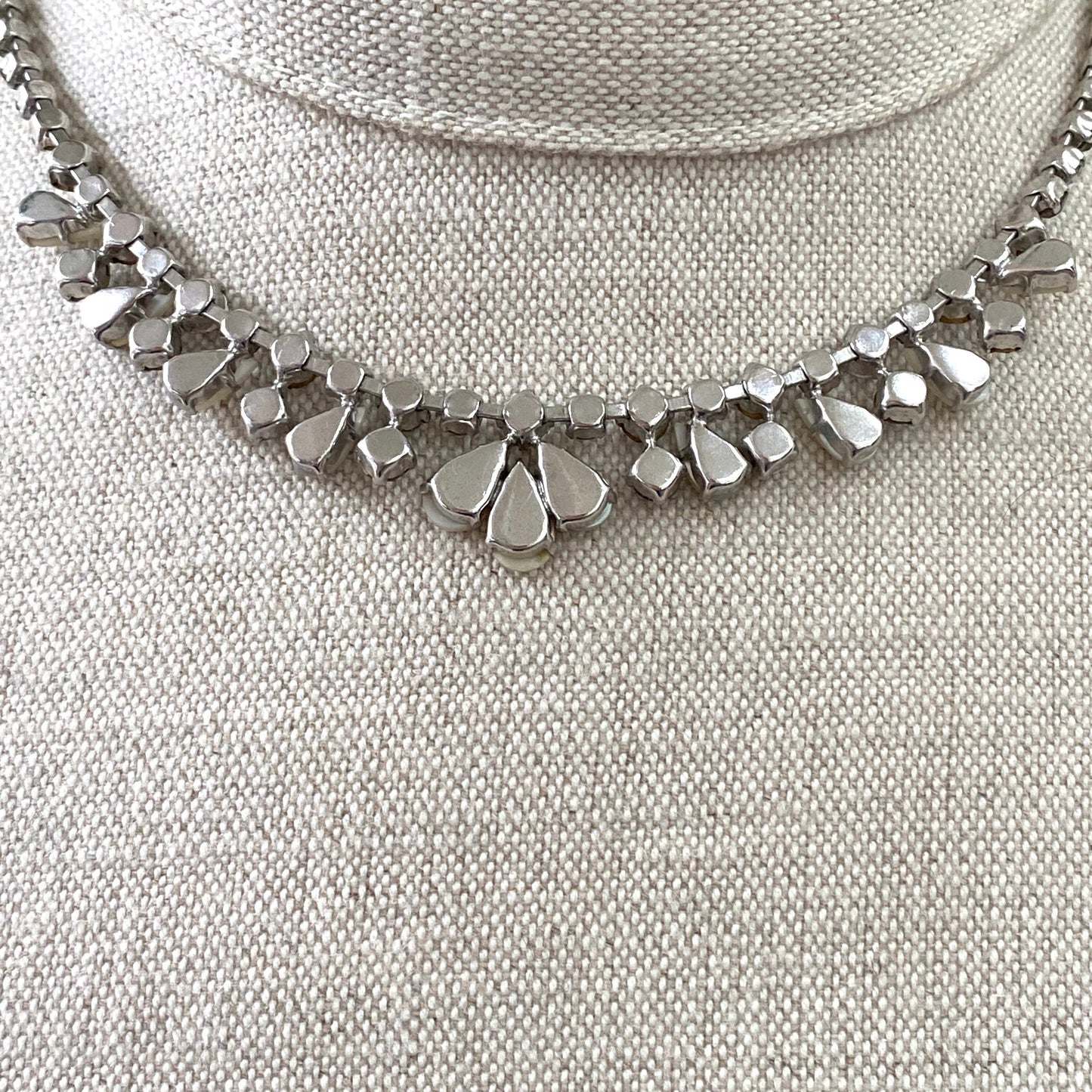 Mother of Pearl AB Rhinestone and Iris Glass Necklace