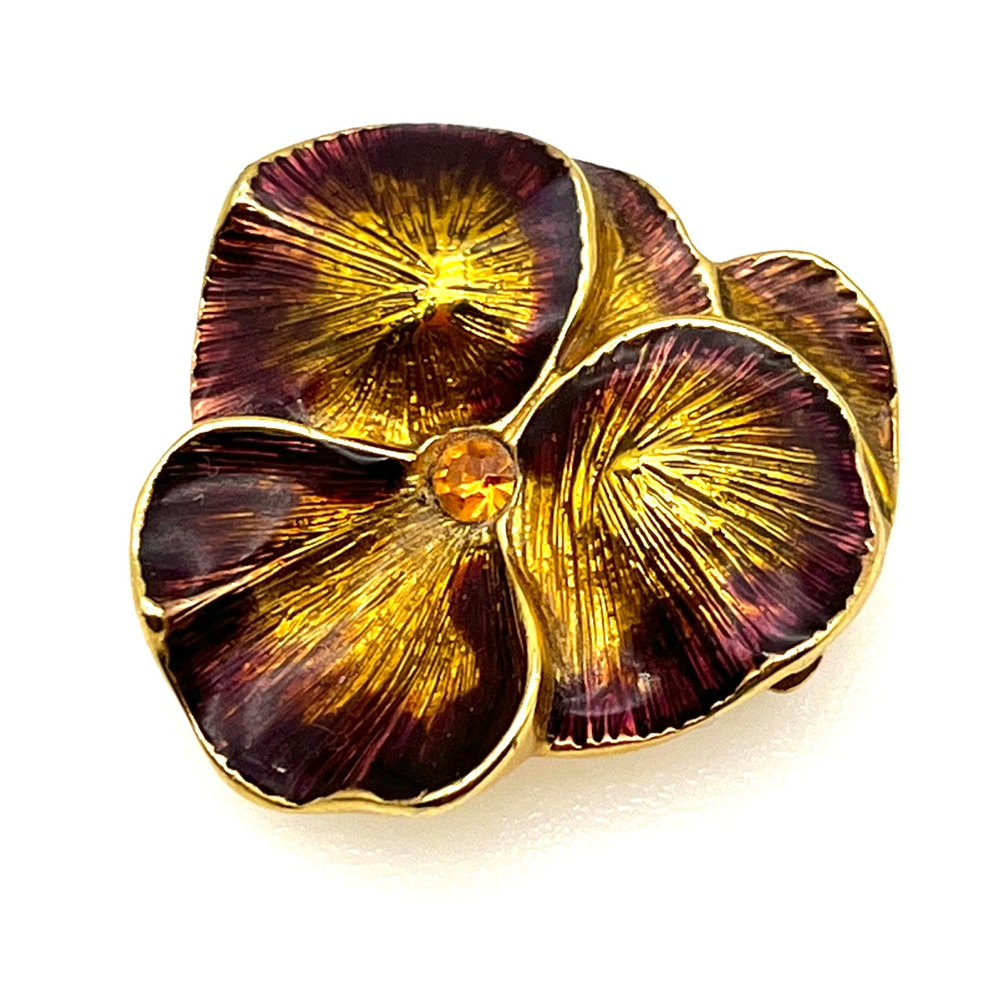Joan Rivers Gold Plated Enamel Pansy Brooch