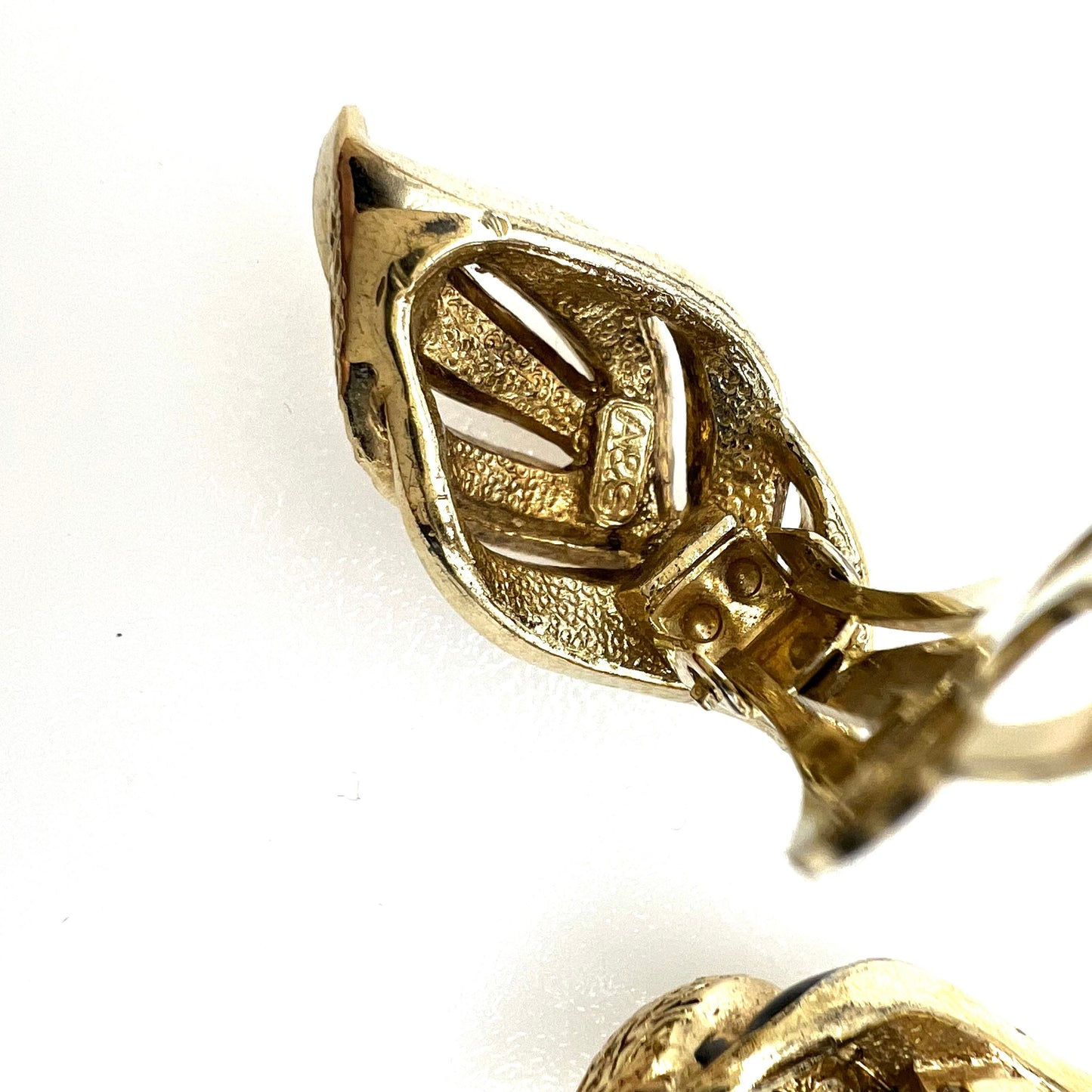 Attwood and Sawyer 22ct Gold Plated and Enamel Modernist Clip On Earrings