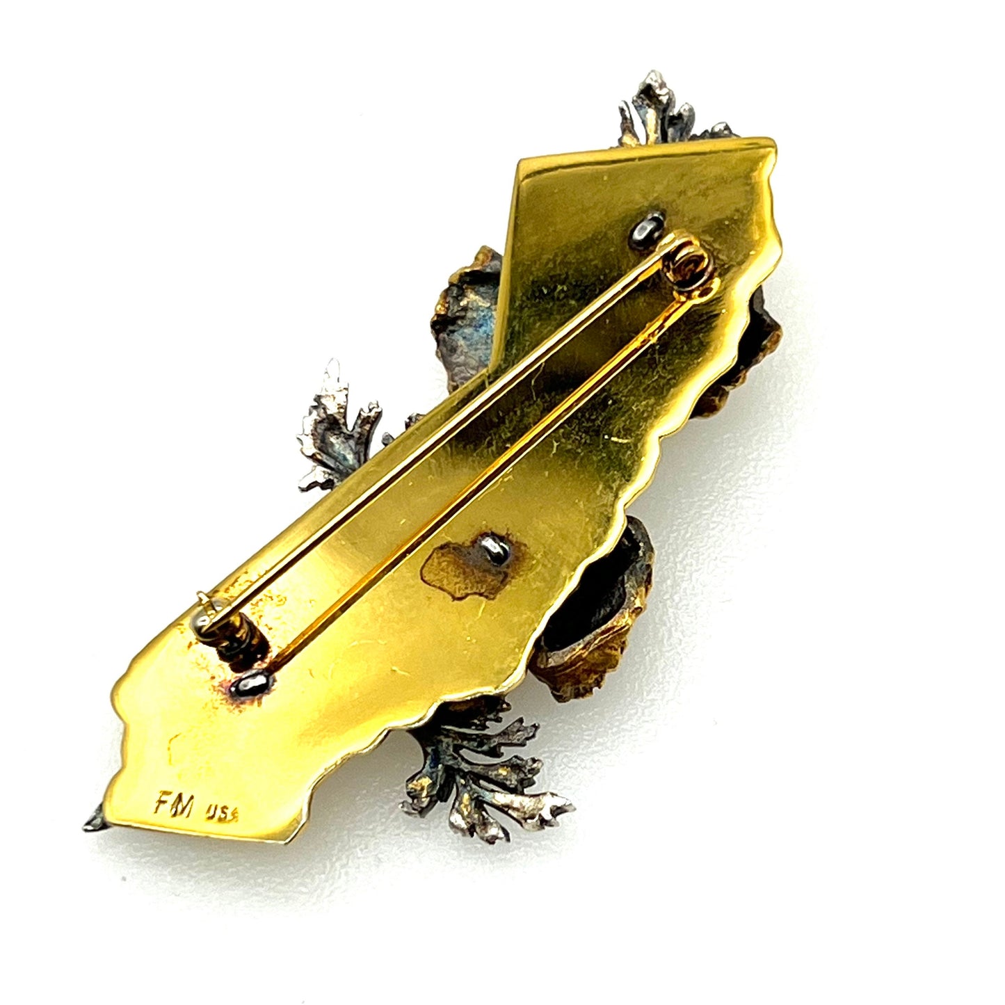 Signed FM USA California State and State Flower Brooch