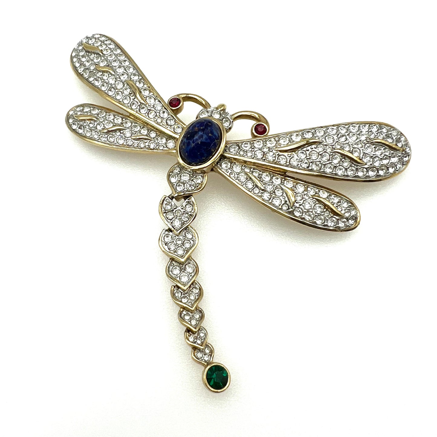 Rare Attwood and Sawyer 22ct Gold Plated Magnificent Articulated Dragonfly Brooch