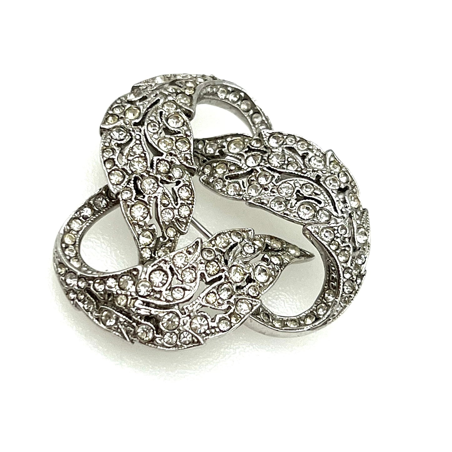 Attwood and Sawyer Crystal Three Feathers / Leaves Brooch