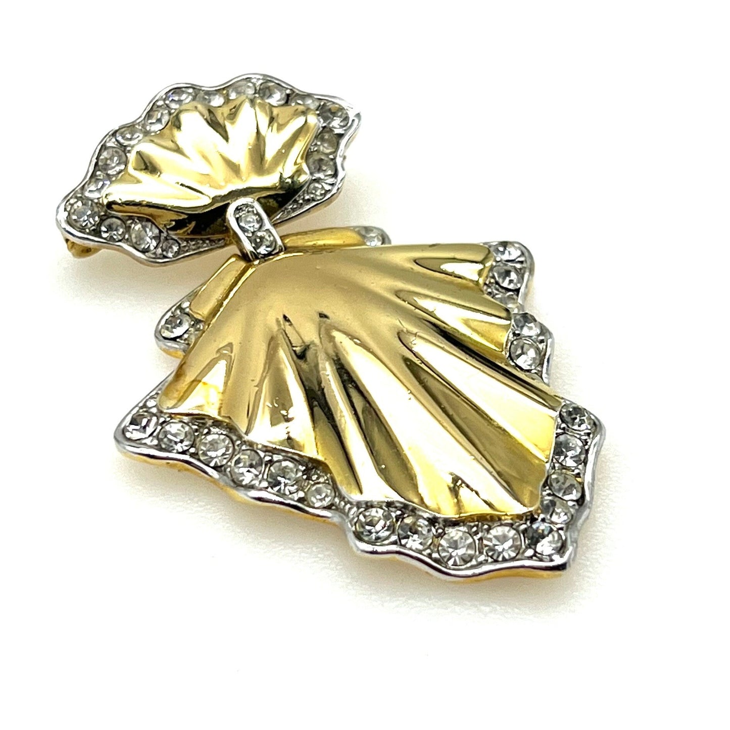 Joan Collins Rhinestone Ruffle Brooch