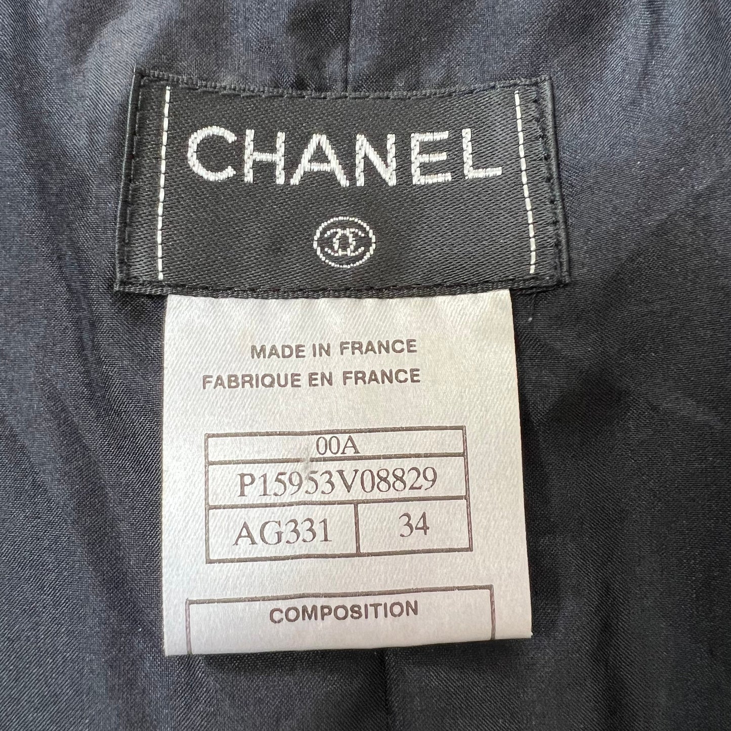 Chanel Made In France 2000 Autumn Collection Navy Wool Mix Sleeveless Zipped Waistcoat/Gilet UK Size 6