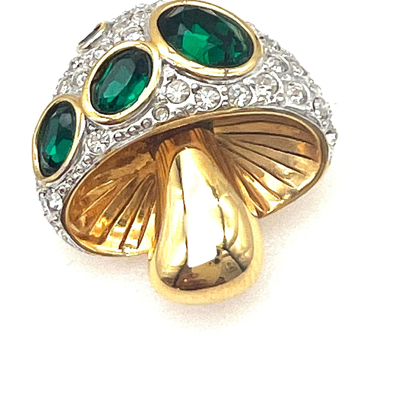 Signé Toadstool/Champignon Strass et broche en verre