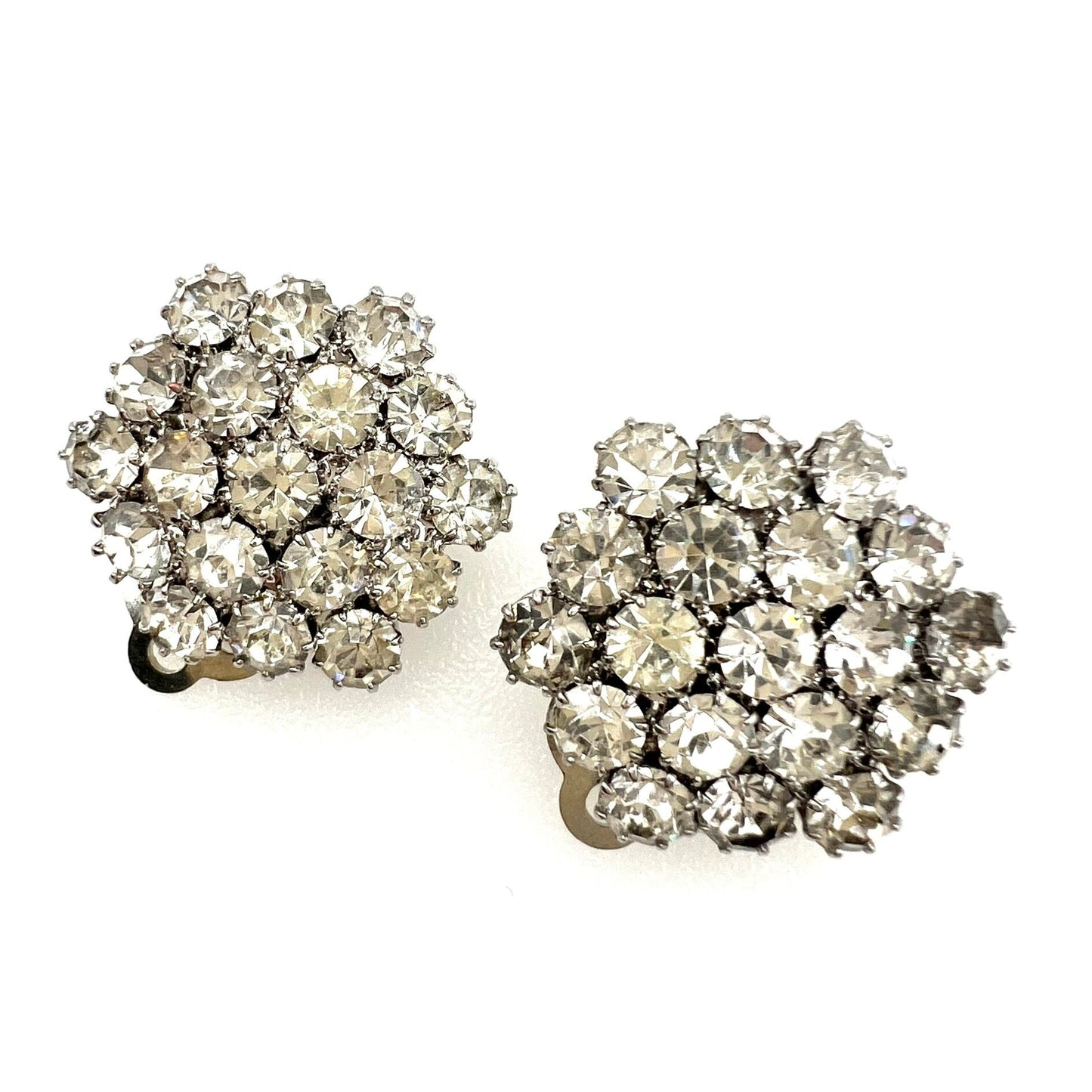 Vintage 1980's Rhinestone Cluster Clip On Earrings