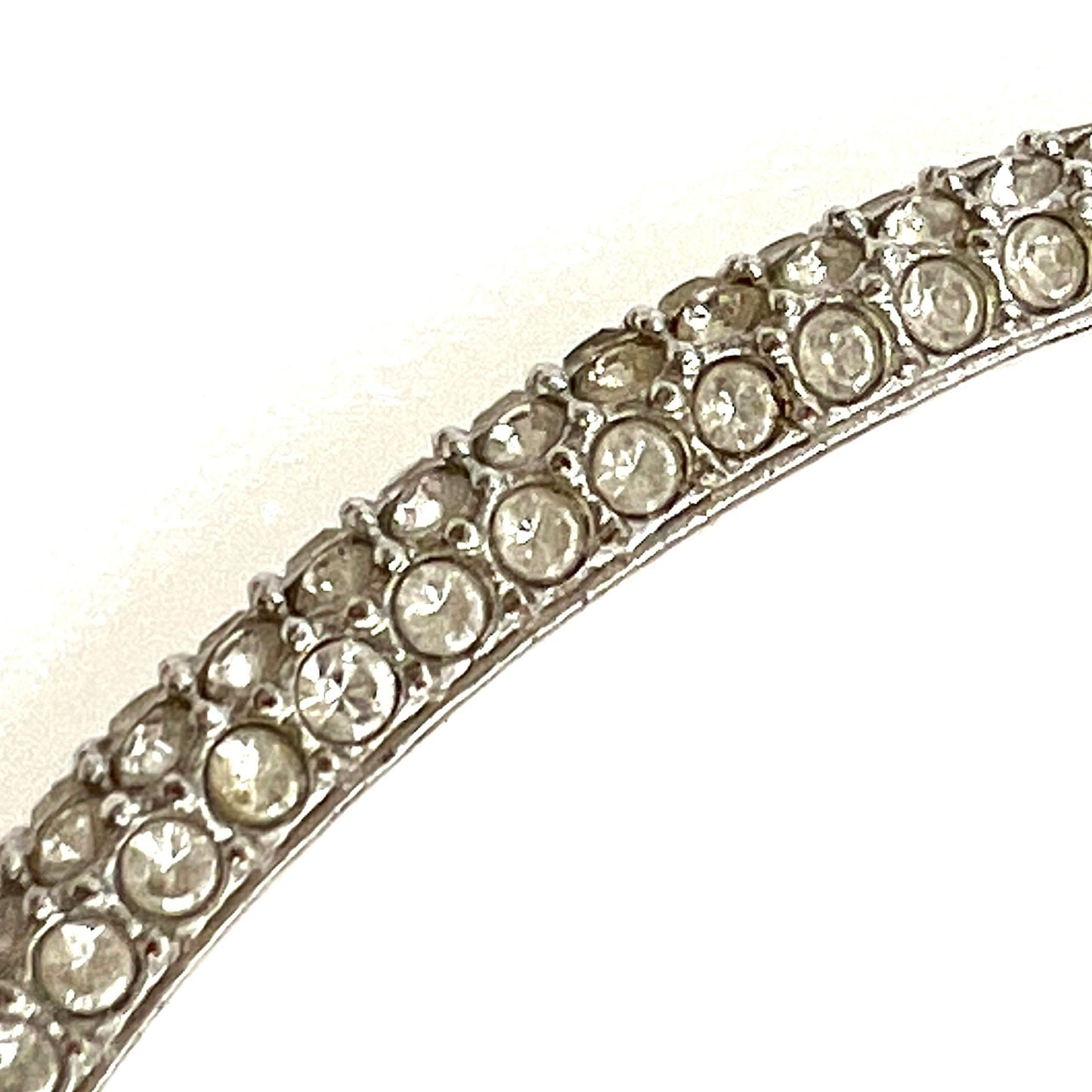 Signed Swarovski Swan Hallmarked Rhodium Plated Crystal Bangle