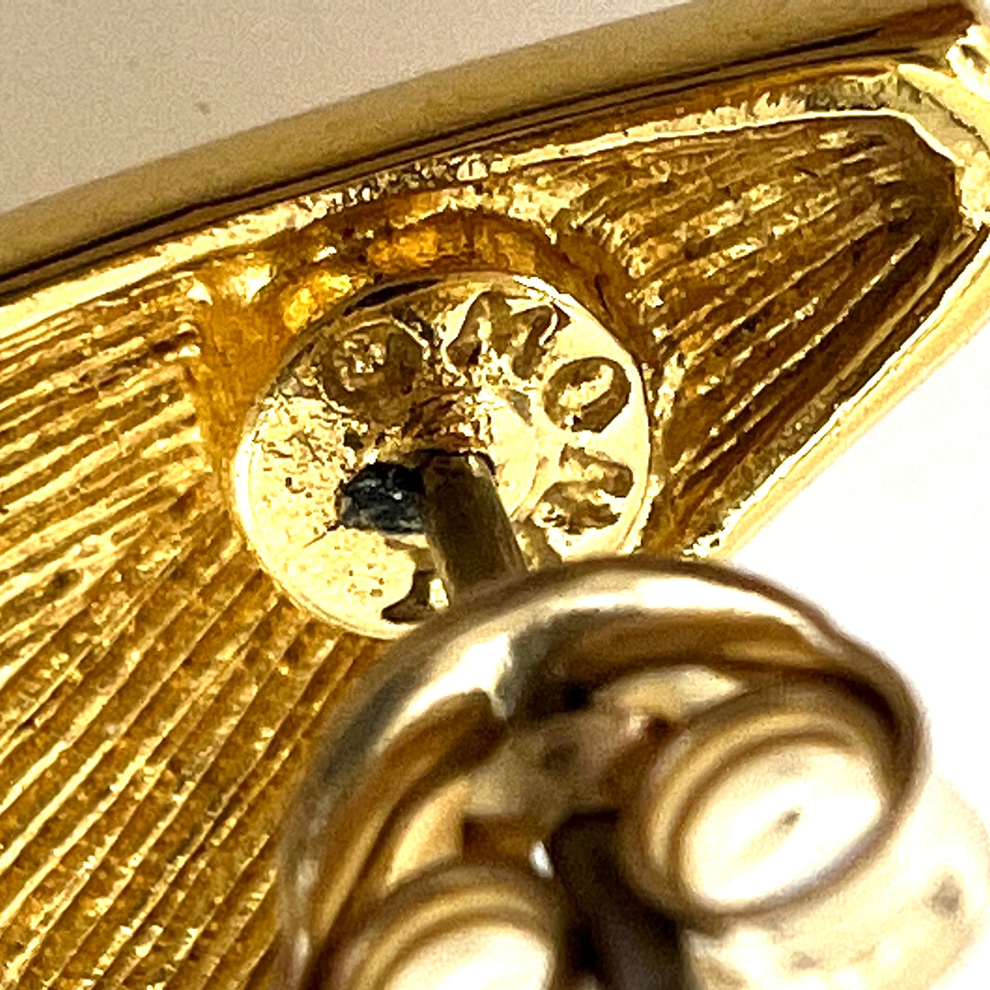 Monet Gold Plated Modernist Ridged Fan Pierced Earrings with (Brand New) 14K Gold Filled Butterfly Backs