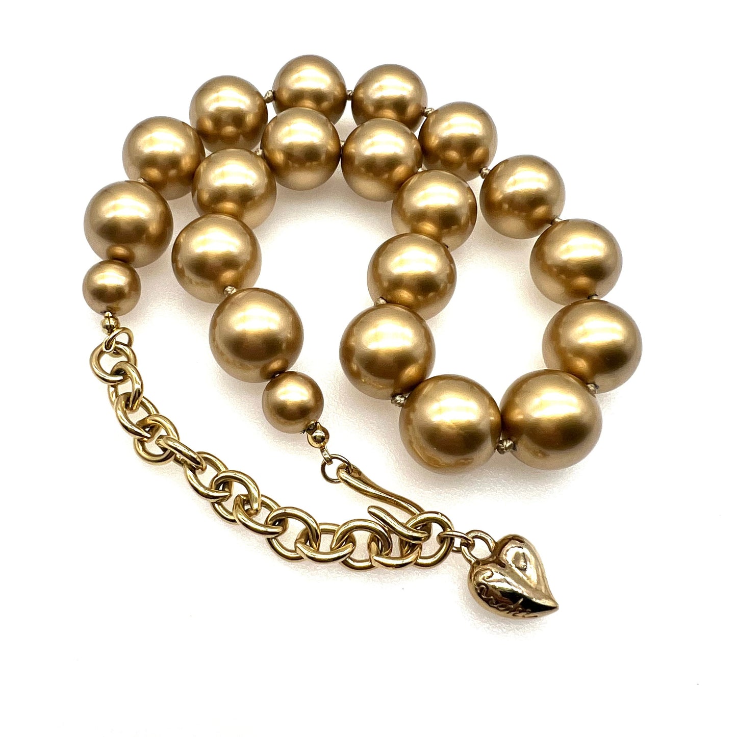 Carolee Single Strand Hand Knotted Matte Champagne Gold Chunky Bead Necklace