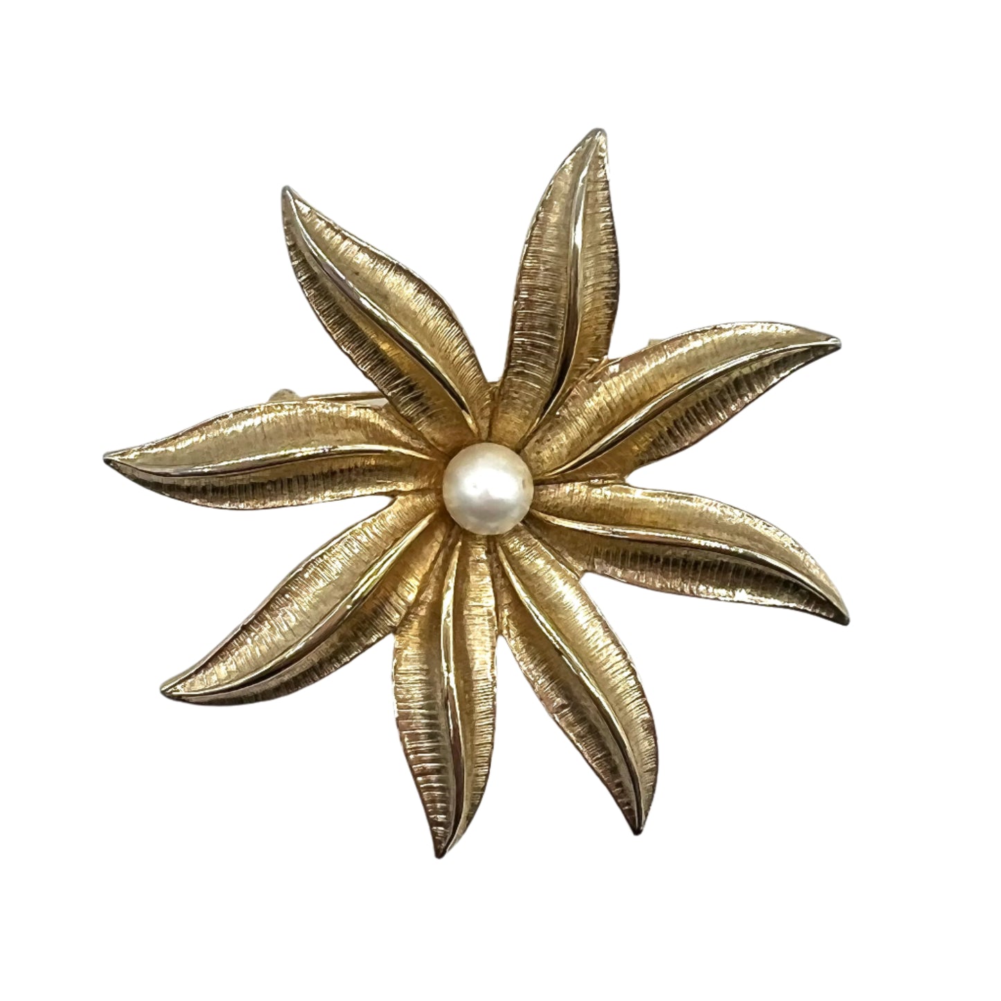 1970's Sarah Coventry Gold Plated Flower Brooch with Faux Pearl