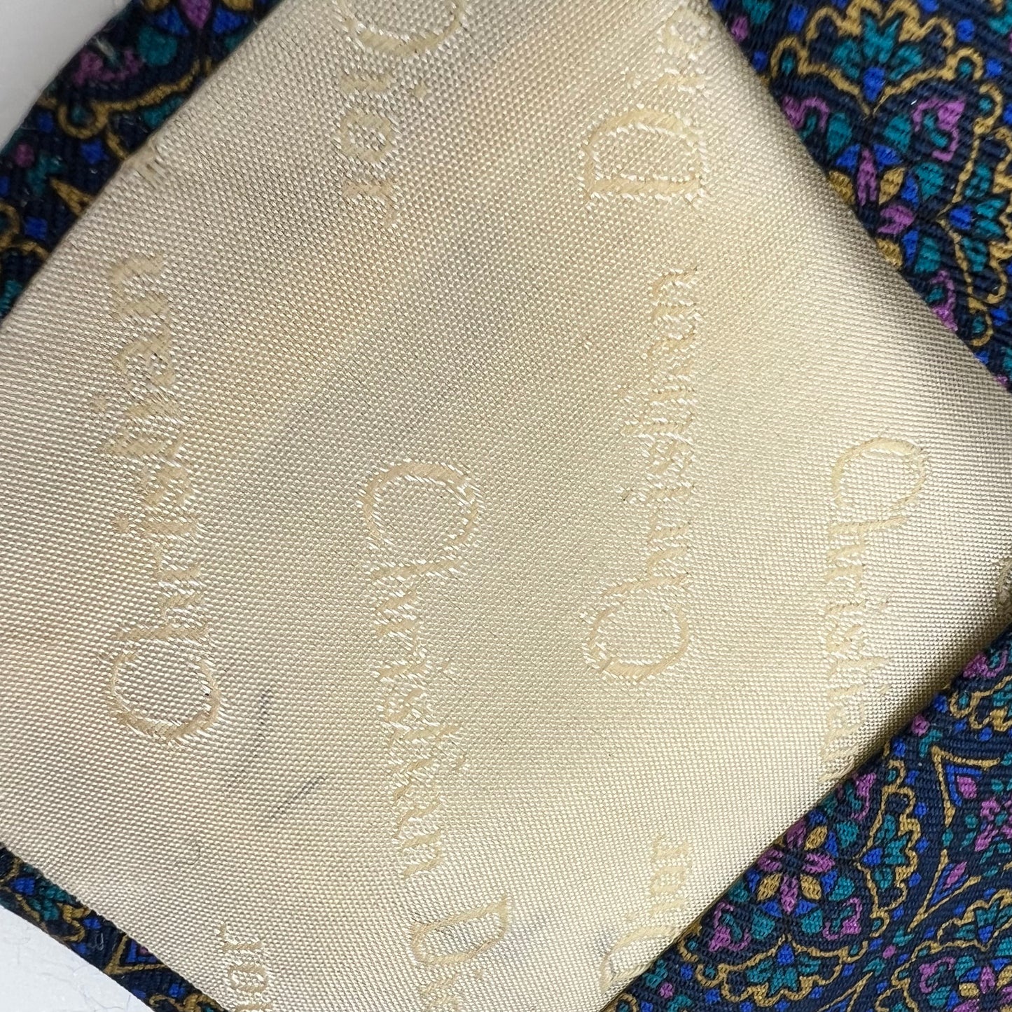 1980's Christian Dior Monsieur Blue Circle Motif Pure Silk Tie