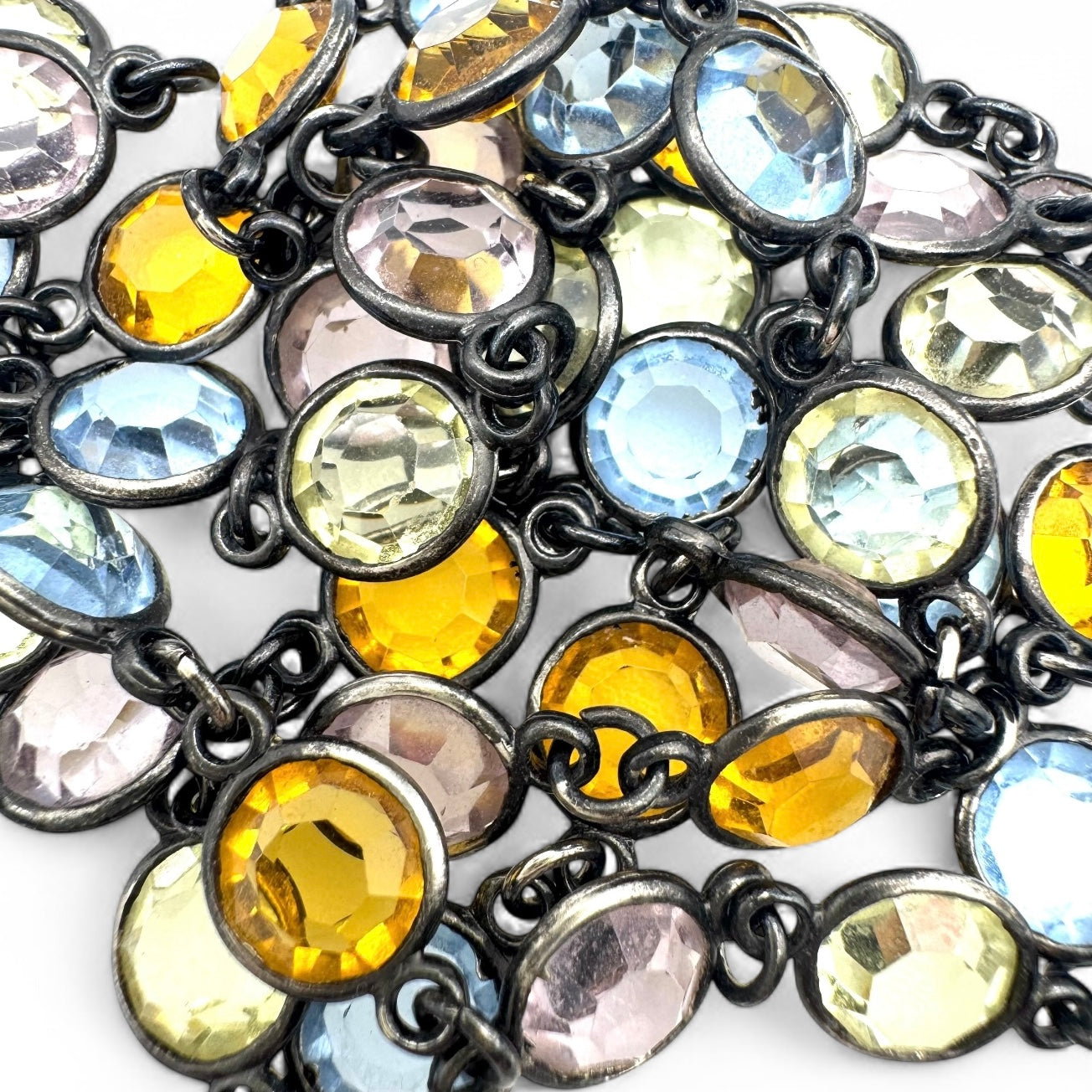 Crystal Bezel Set Pink, Blue, Orange, Pale Green/Lemon Necklace