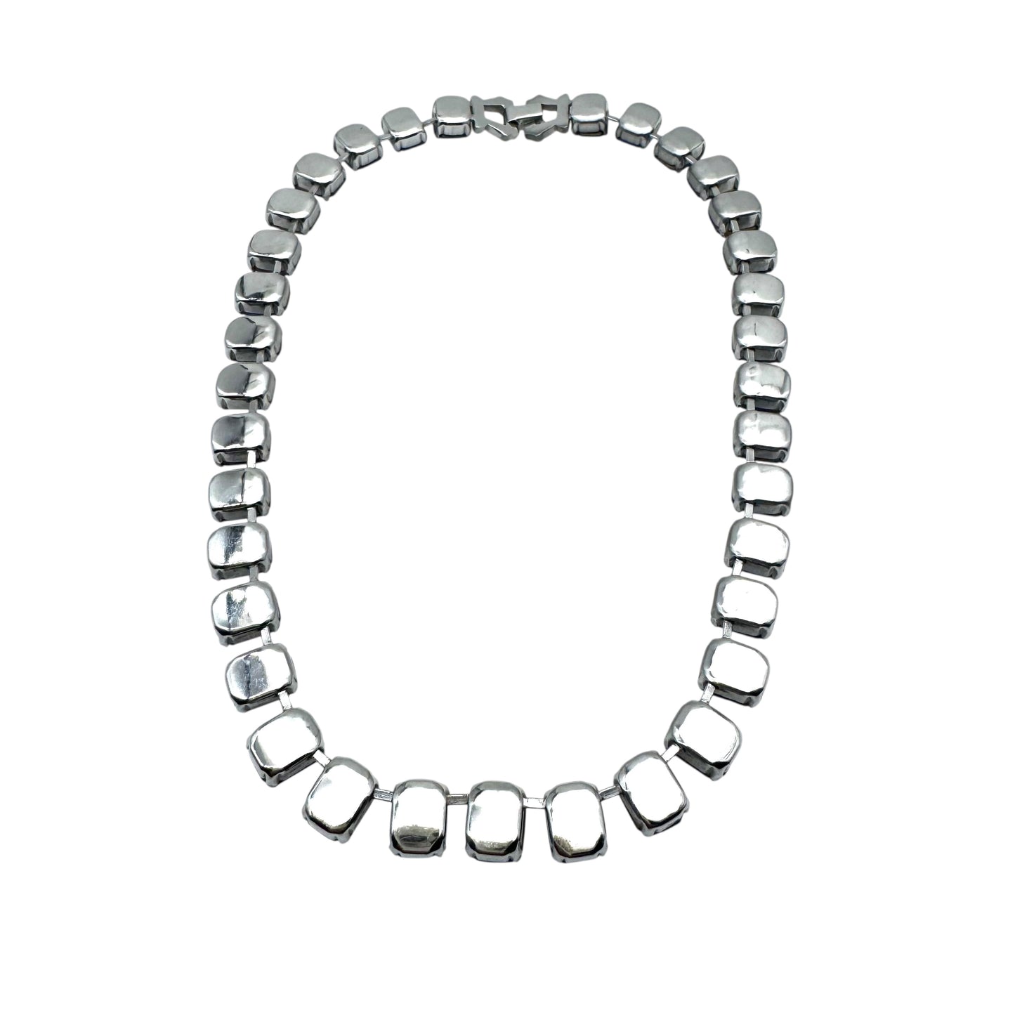 1940s Czechoslovakian Glass Royal Blue Riviere Necklace